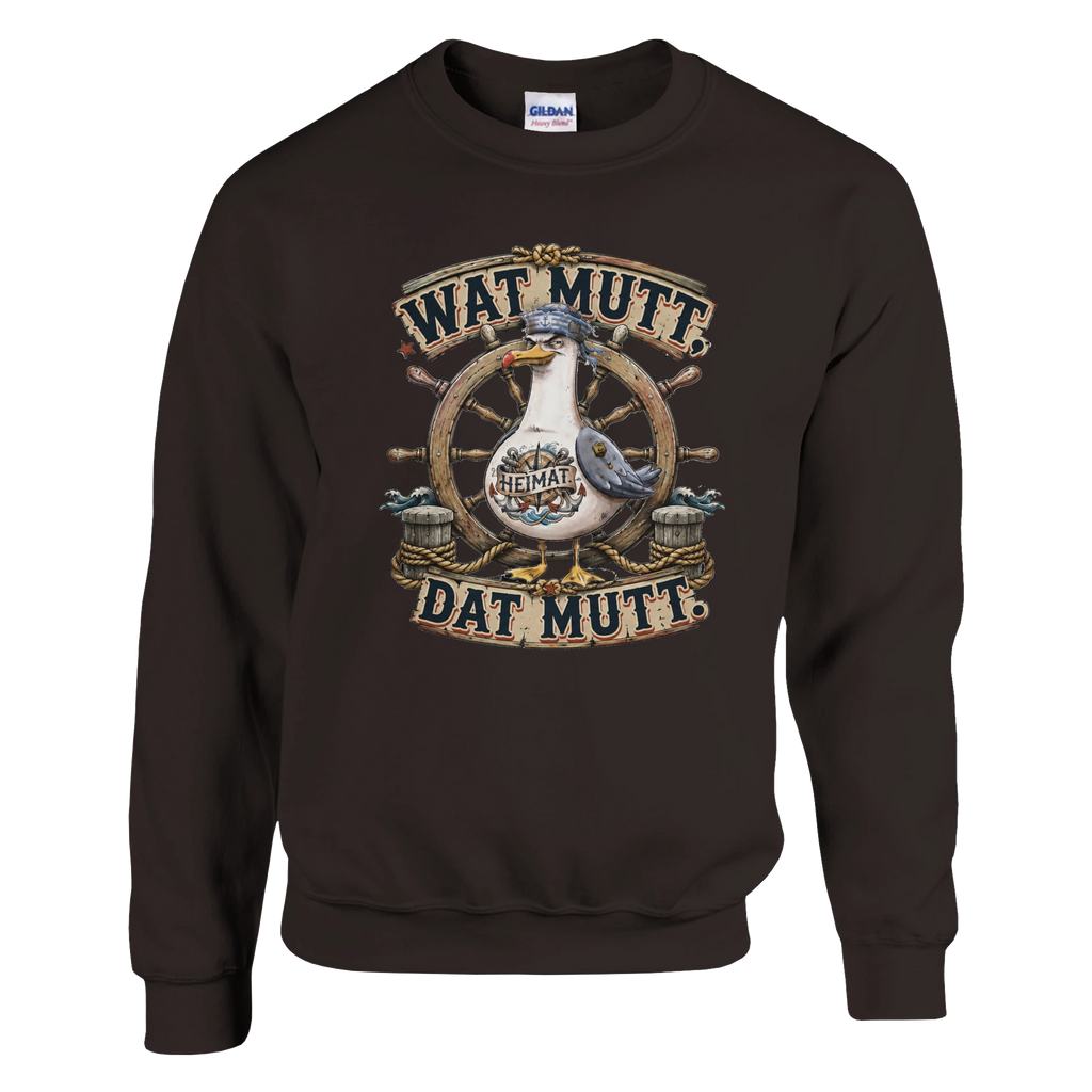 Pullover in Hellrosa mit Motiv „Wat Mutt, Dat Mutt. Möwe“