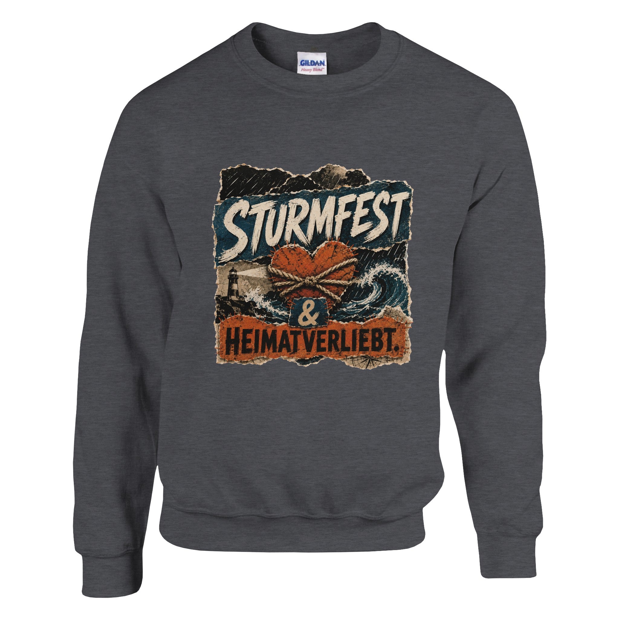 Pullover in Weiß mit Motiv „Sturmfest & Heimatverliebt“