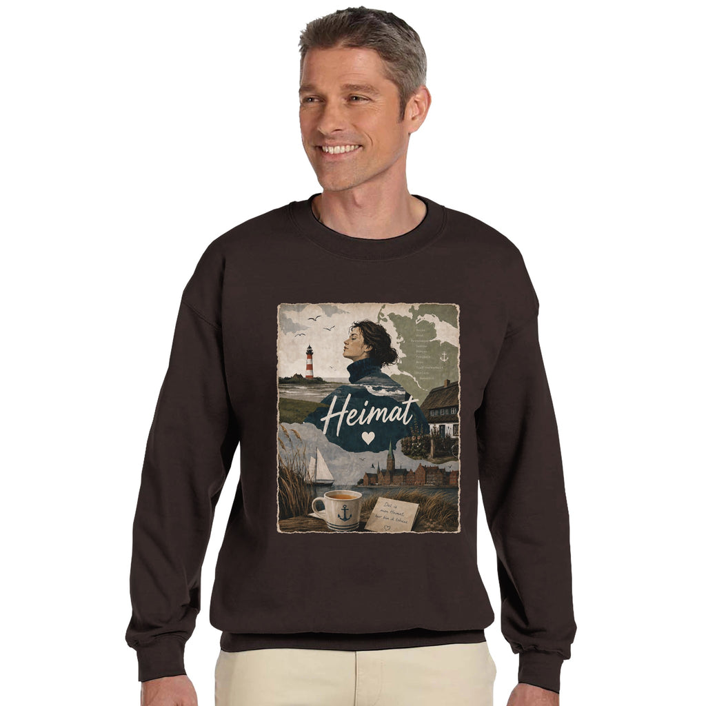 Pullover in Sand mit Motiv „Heimat mit Herz“