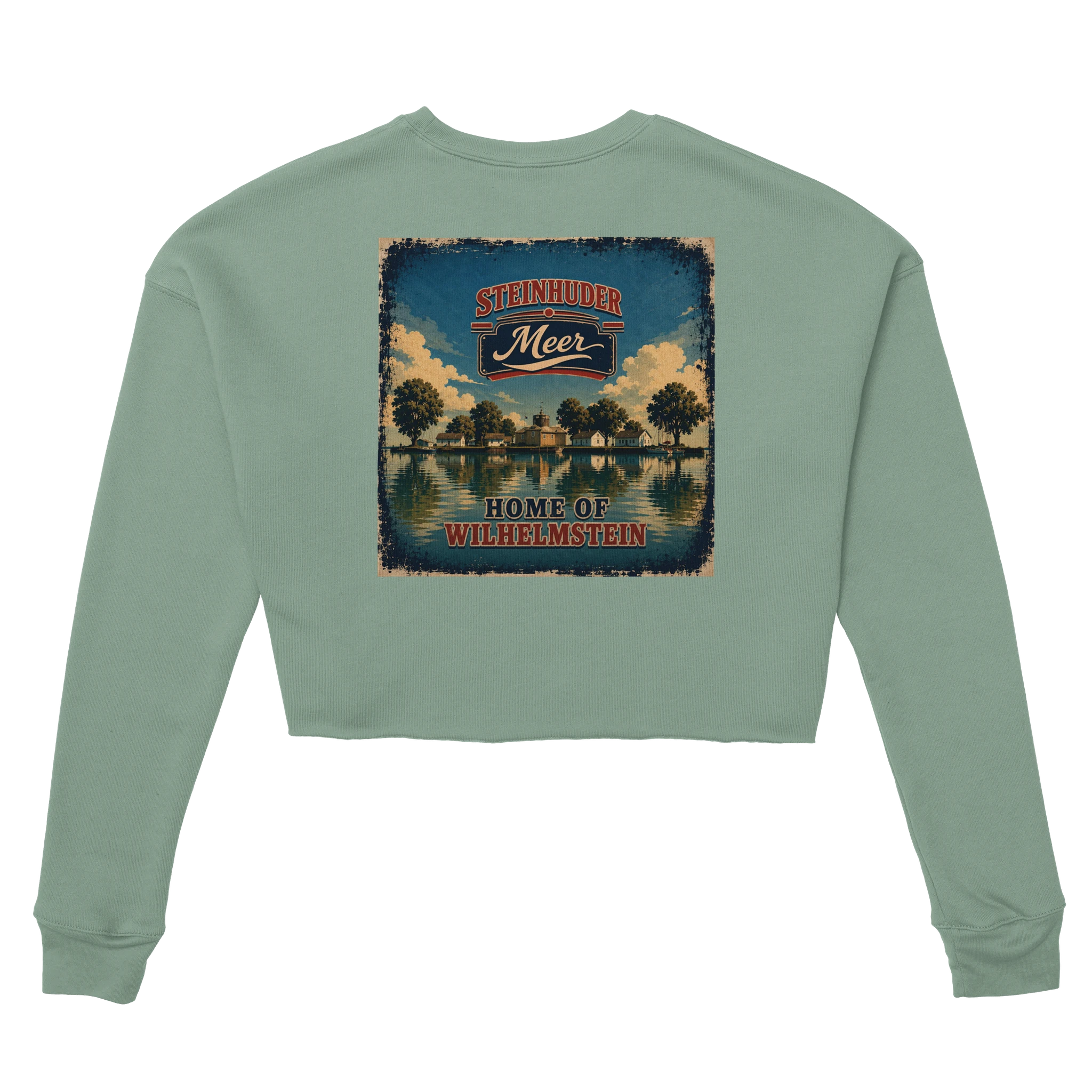 Damen-Pullover in Dunkelgrau meliert mit Motiv „Insel Wilhelmstein“