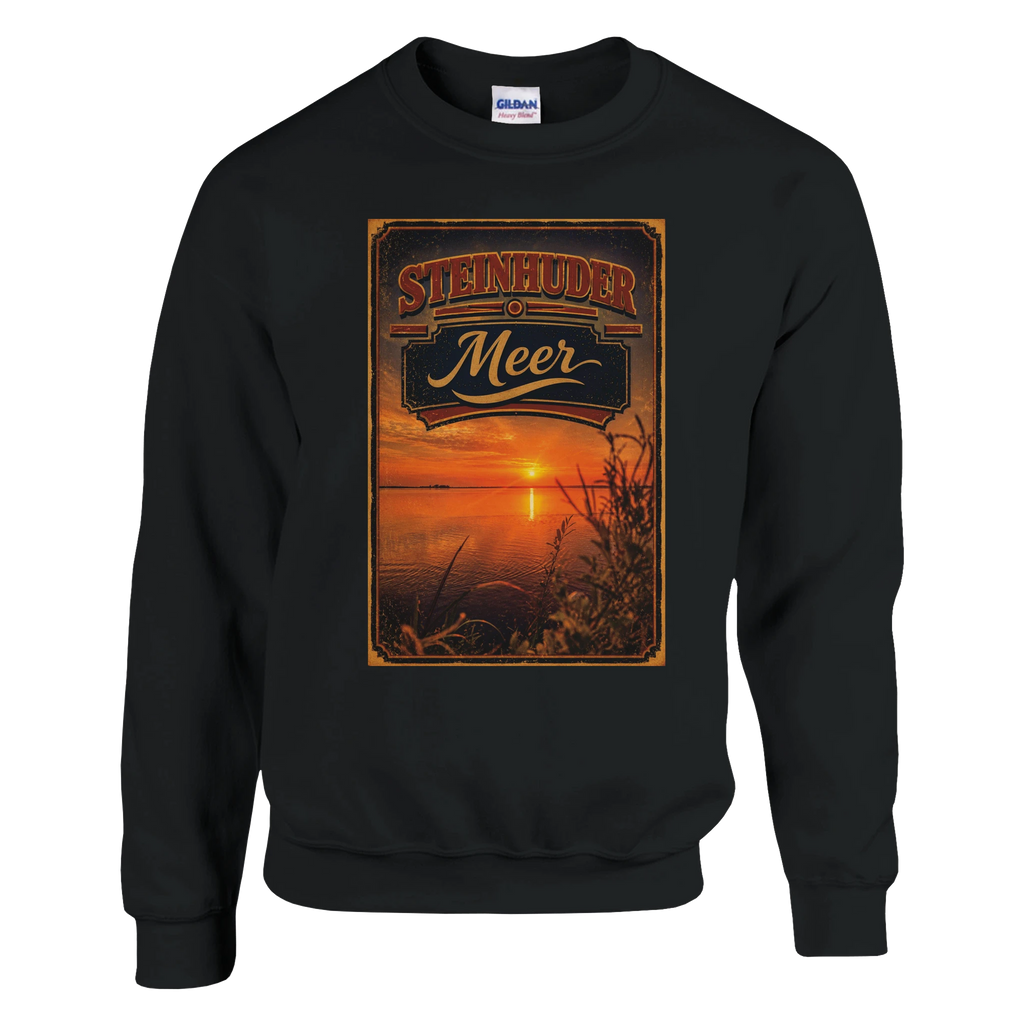 Pullover in Weiß mit Motiv „Sunset am Steinhuder Meer“