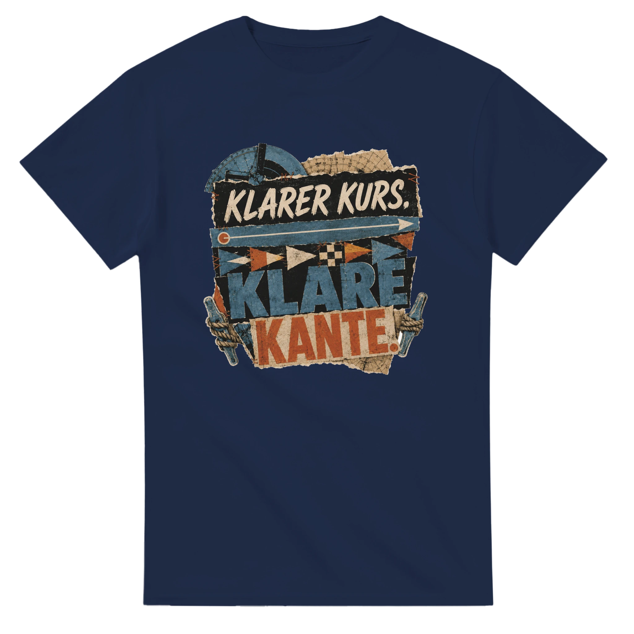 T-Shirt in Natur mit Motiv „Klarer Kurs. Klare Kante.“