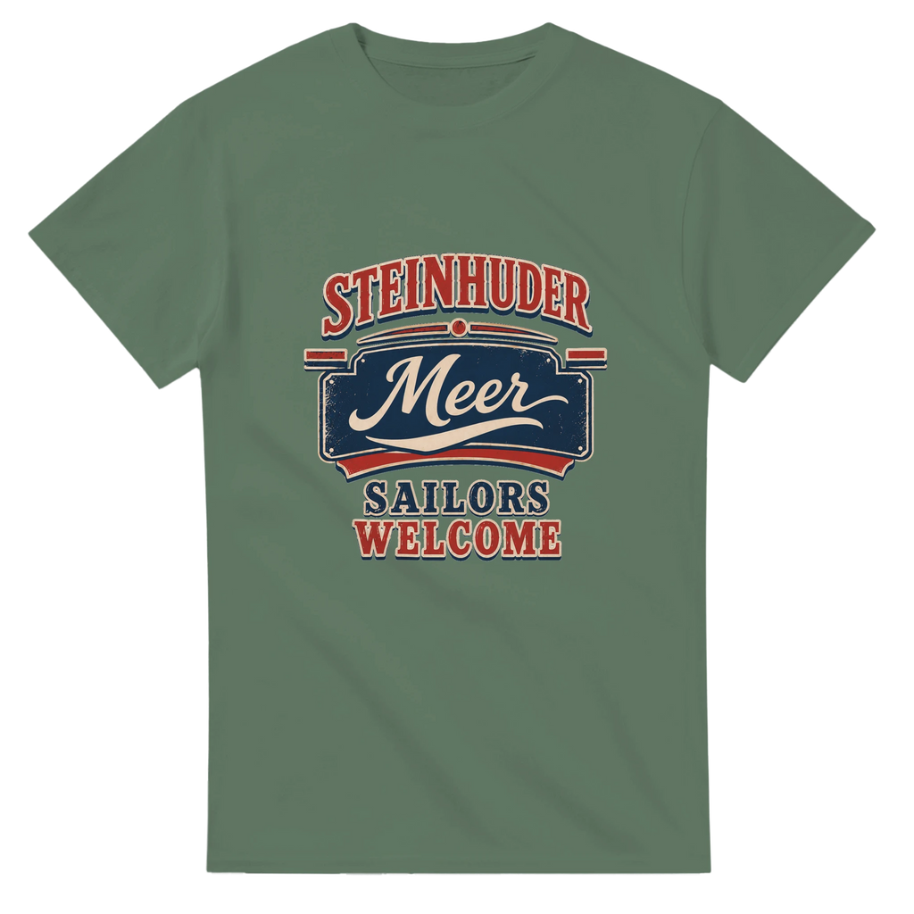 T-Shirt in Natur mit Motiv „Sailors Welcome“