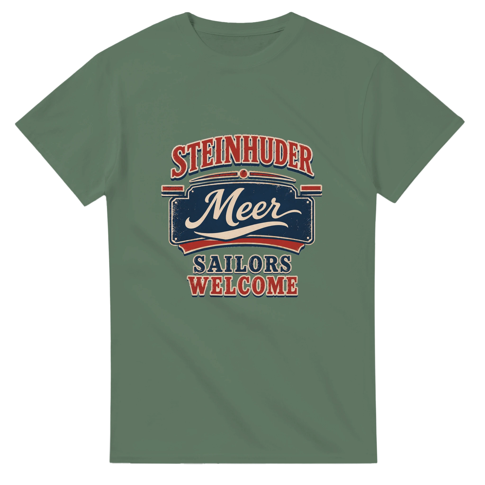 T-Shirt in Natur mit Motiv „Sailors Welcome“