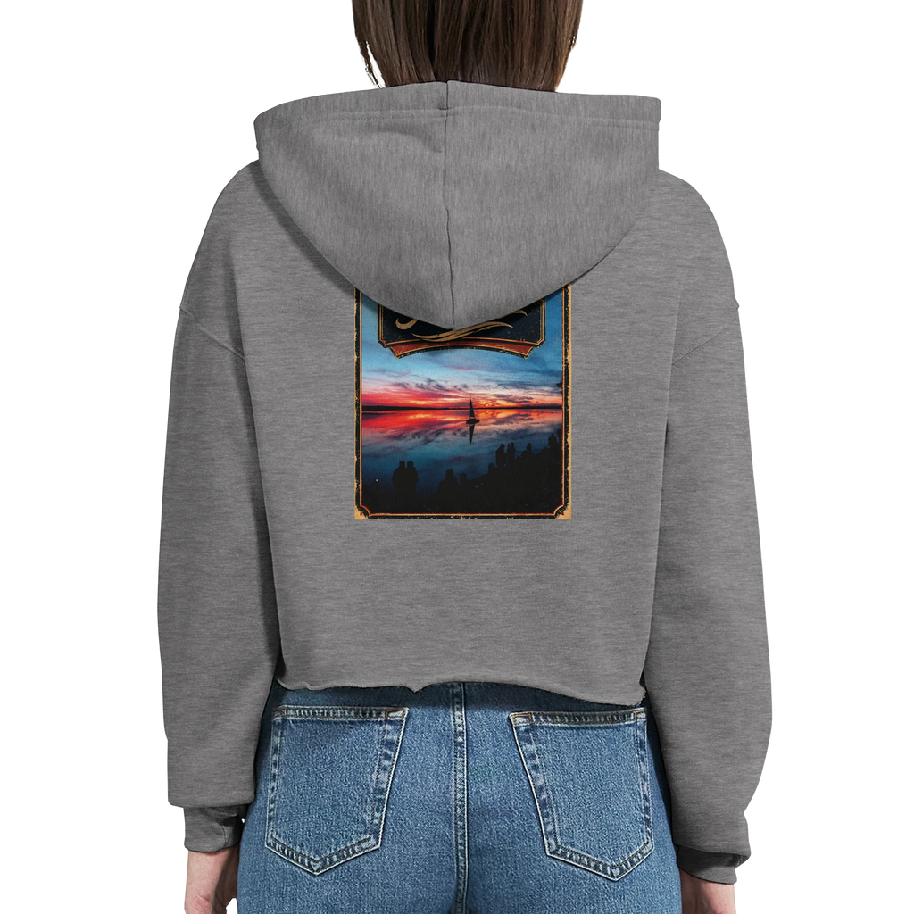 Damen-Hoodie in Weiß mit Motiv „Sunset mit Segler am Wilhelmstein – Steinhuder Meer“