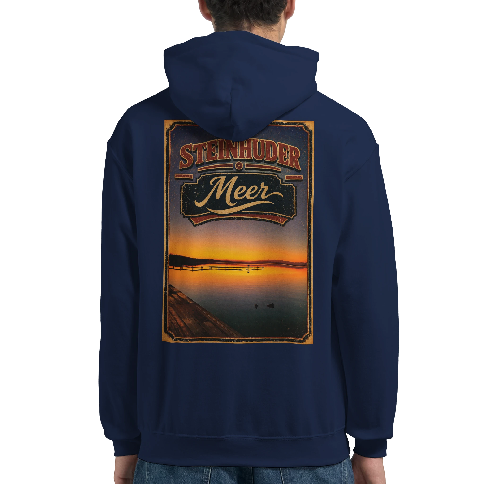 Hoodie in Weiß mit Motiv „Steg an der Planke“