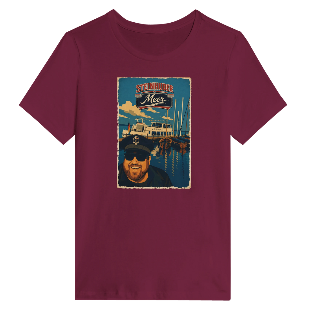 Damen-T-Shirt in Zitronengelb mit Motiv „Kapitän an Bord“
