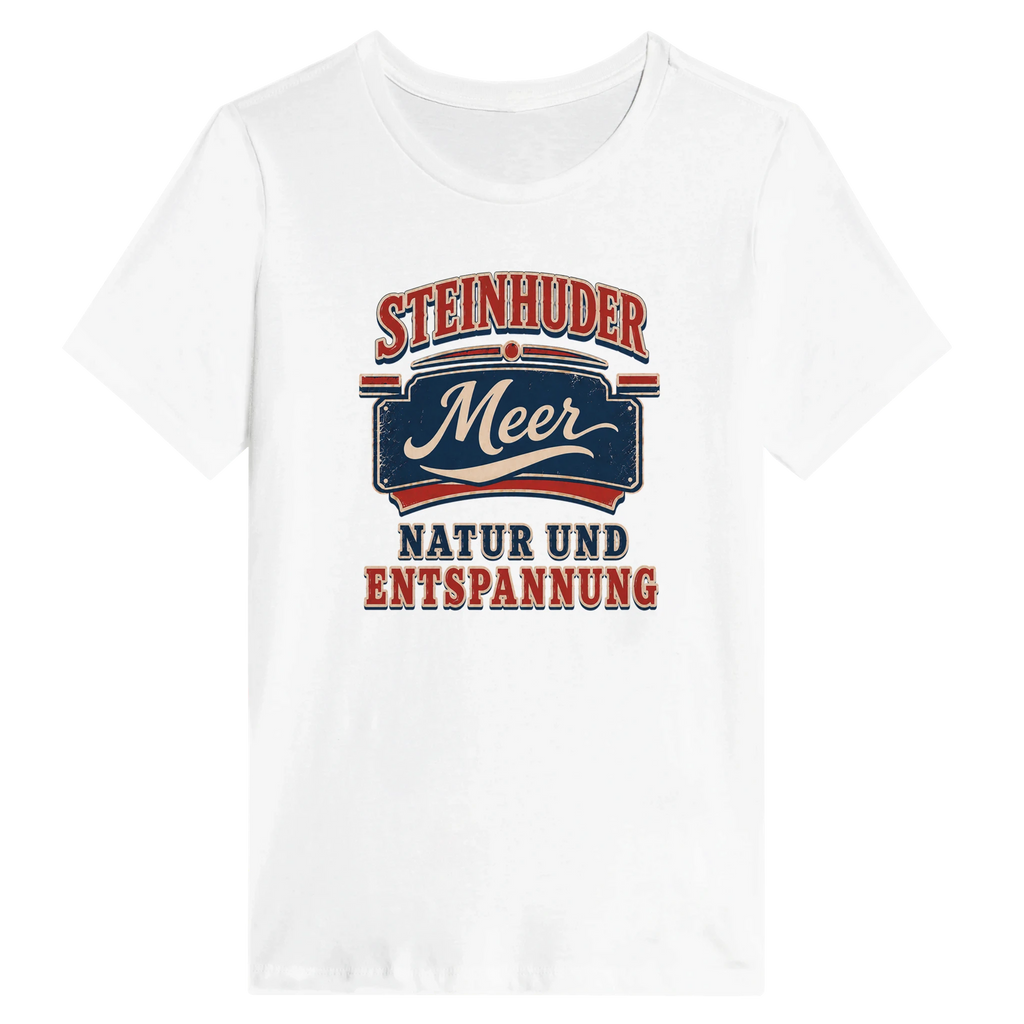 Damen-T-Shirt in Weiß mit Motiv „Natur und Entspannung am Steinhuder Meer“
