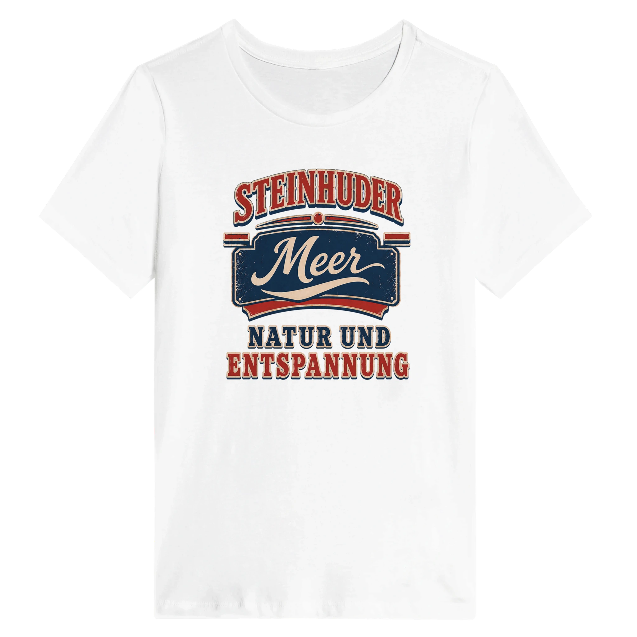 Damen-T-Shirt in Weiß mit Motiv „Natur und Entspannung am Steinhuder Meer“