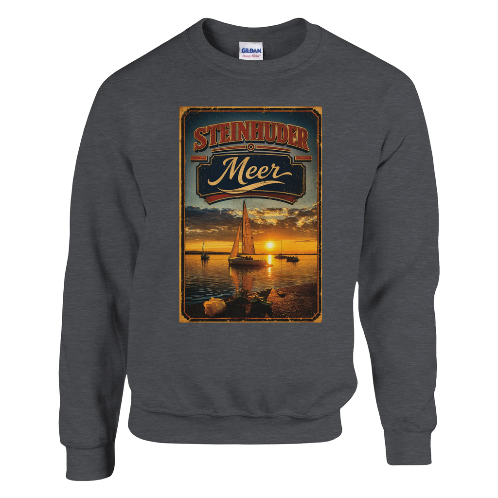 Pullover in Aschgrau mit Motiv „White Night am Wilhelmstein mit Sunset“