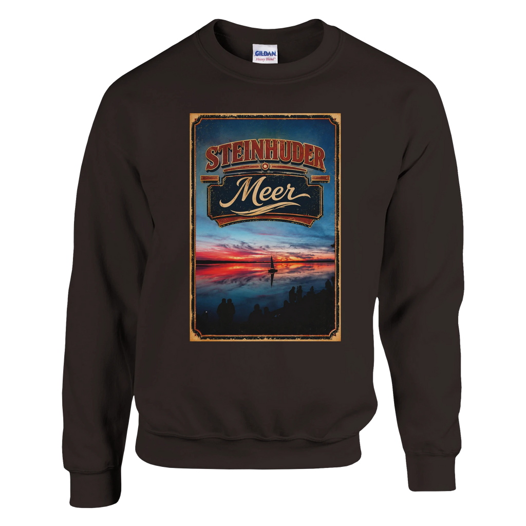 Pullover in Aschgrau mit Motiv „Sunset und Segler am Wilhelmstein – Steinhuder Meer“