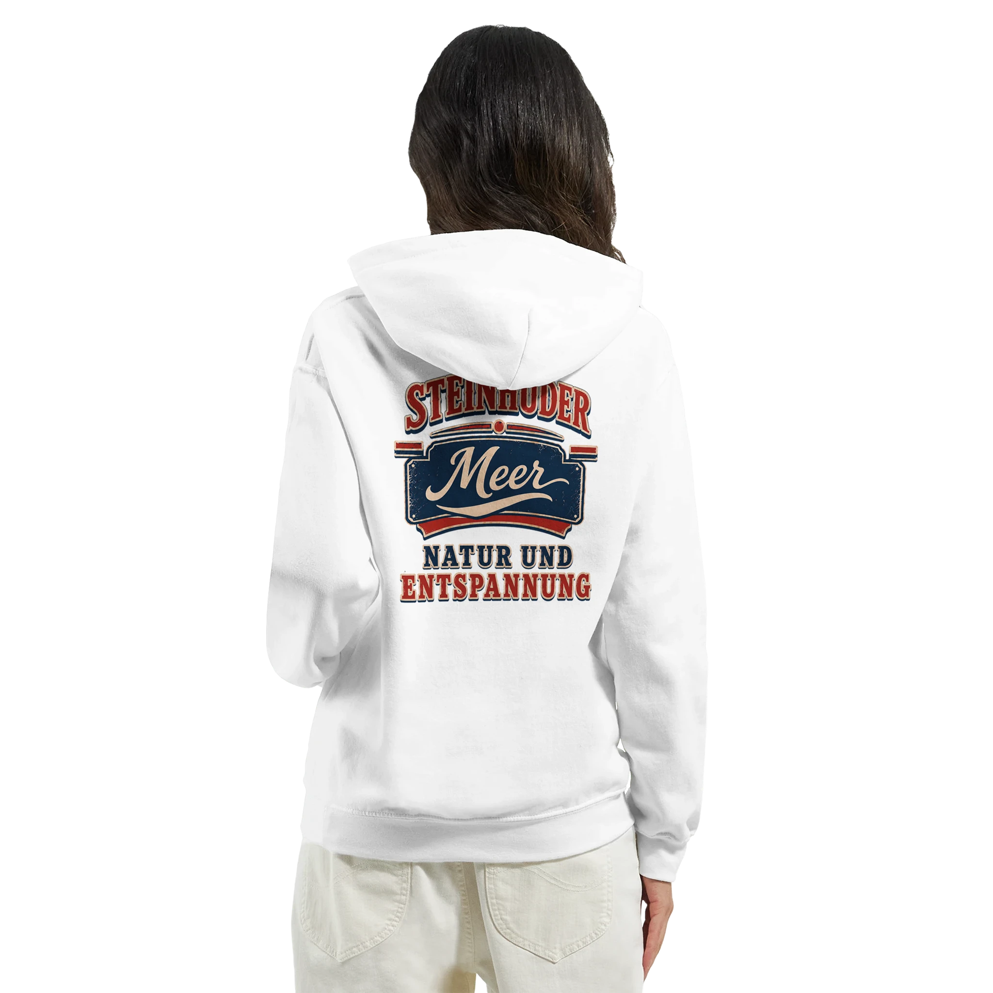 Hoodie in Aschgrau mit Motiv „Natur und Entspannung am Steinhuder Meer“