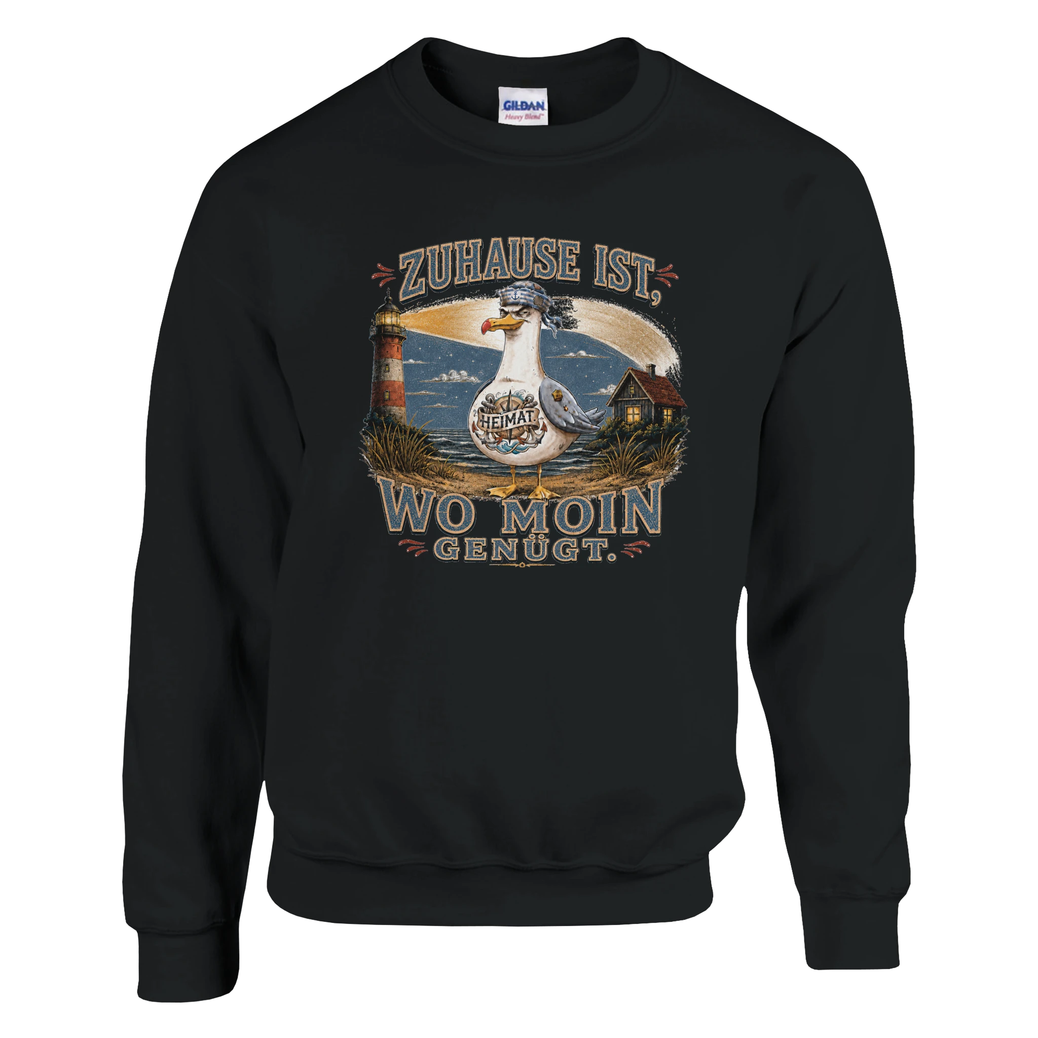 Pullover in Hellrosa mit Motiv „Zuhause ist, wo Moin genügt. Möwe“