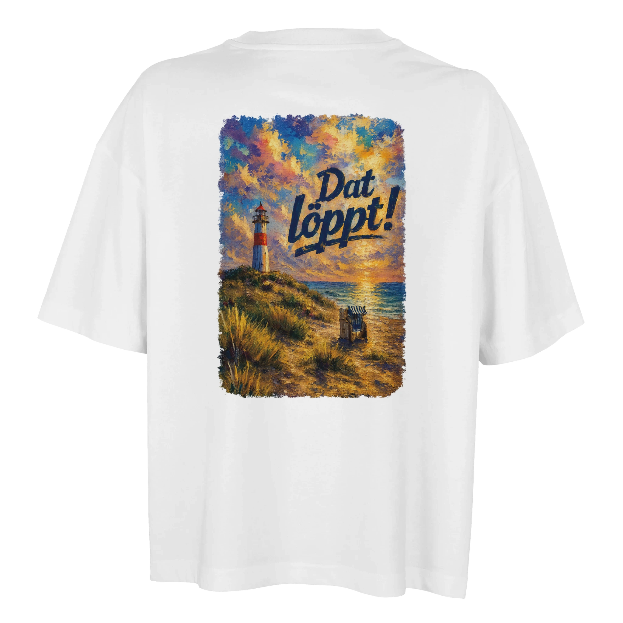 Übergroßes T-Shirt für Damen - Dat löppt! Typisch Norddeutsch in Weiß