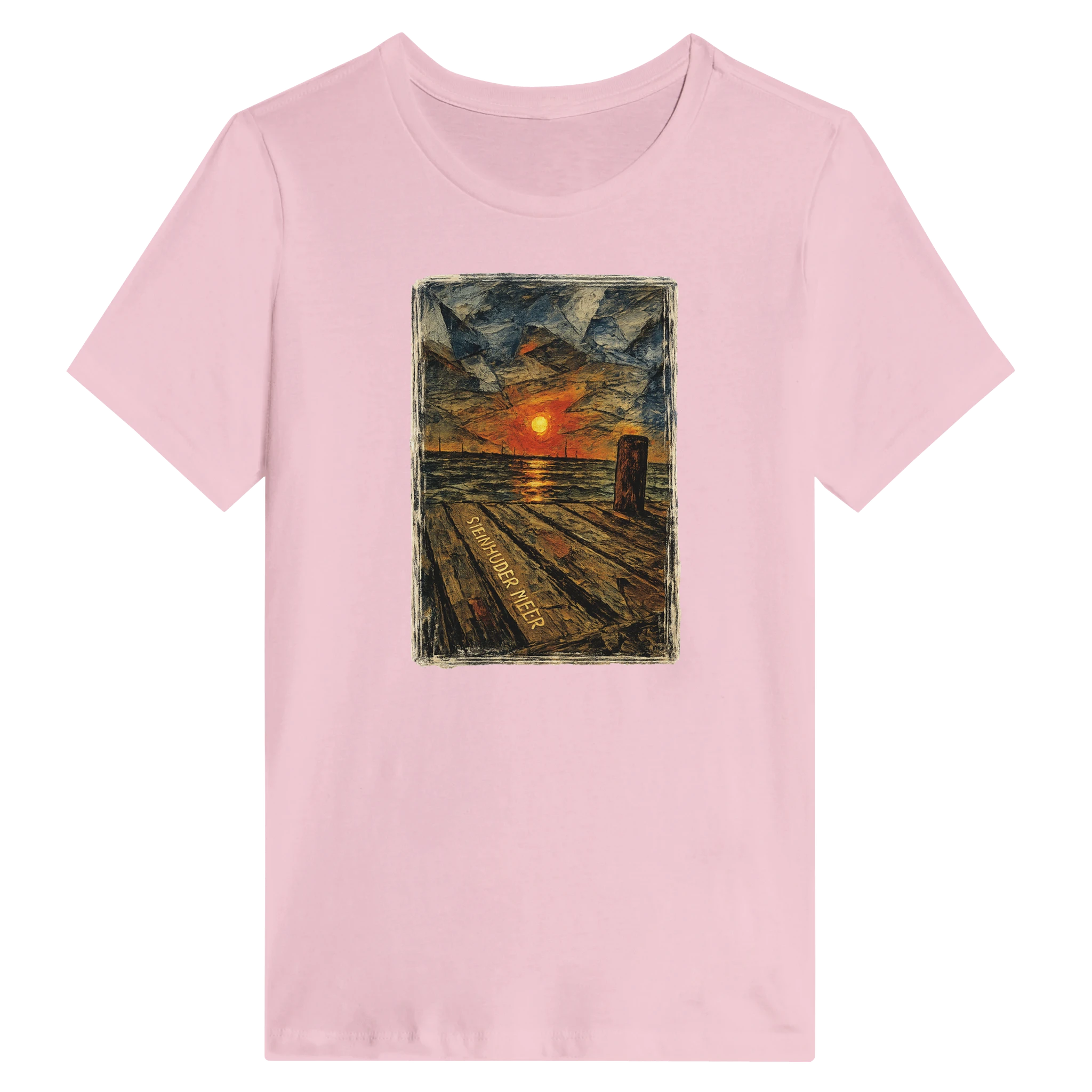 Damen-T-Shirt in Zitronengelb mit Motiv „Steinhuder Meer Kunst“