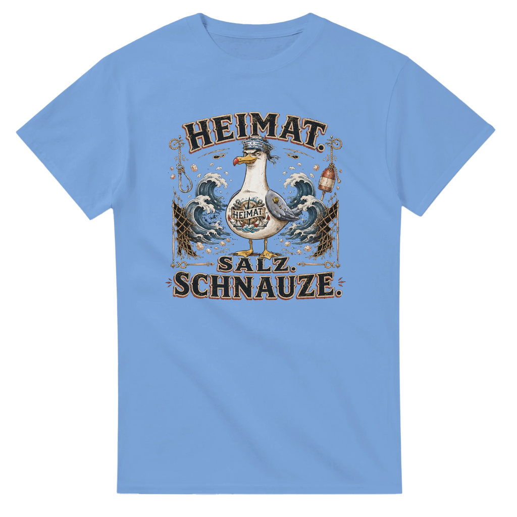 T-Shirt in Weiß mit Motiv „Heimat Salz Schnauze Möwe“