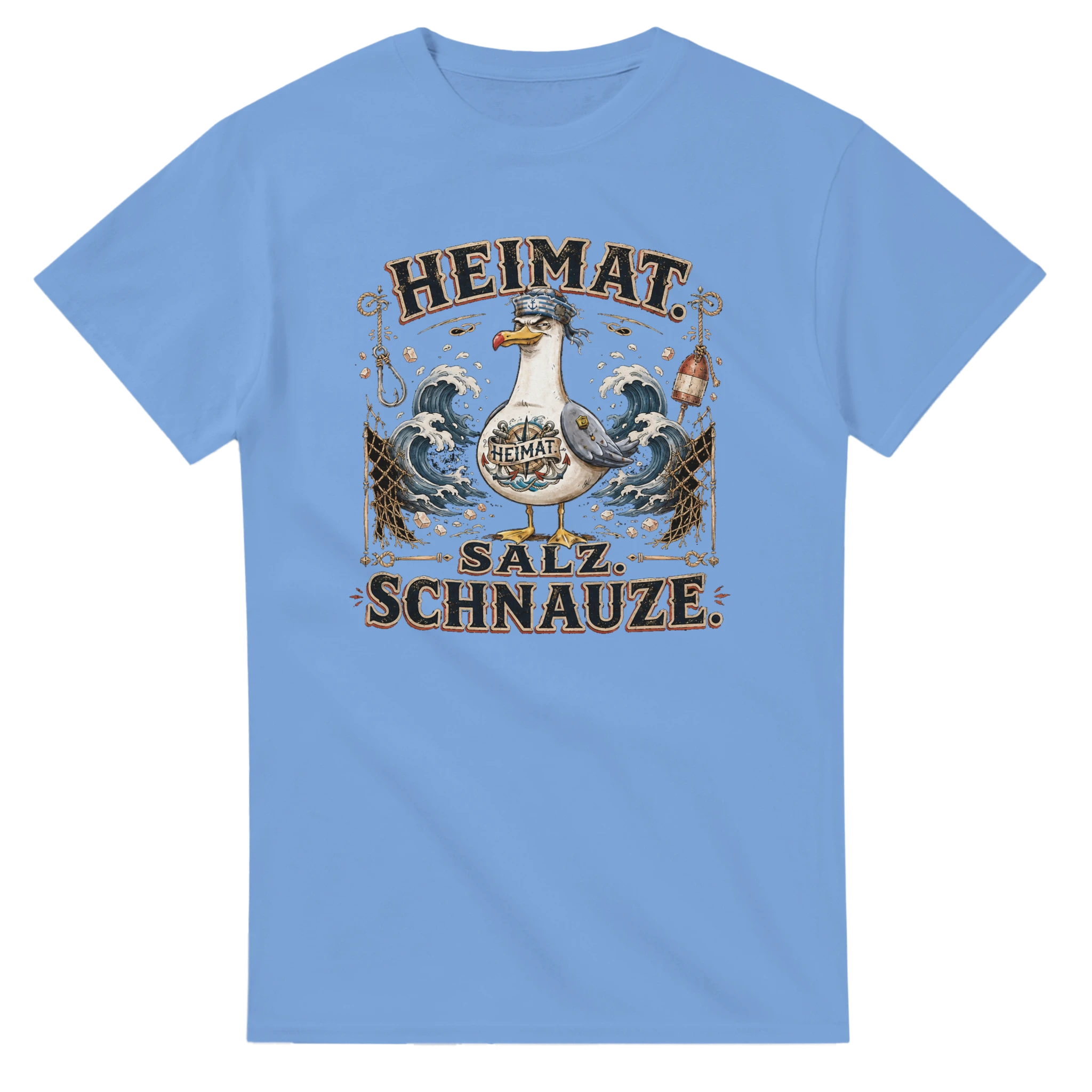 T-Shirt in Weiß mit Motiv „Heimat Salz Schnauze Möwe“