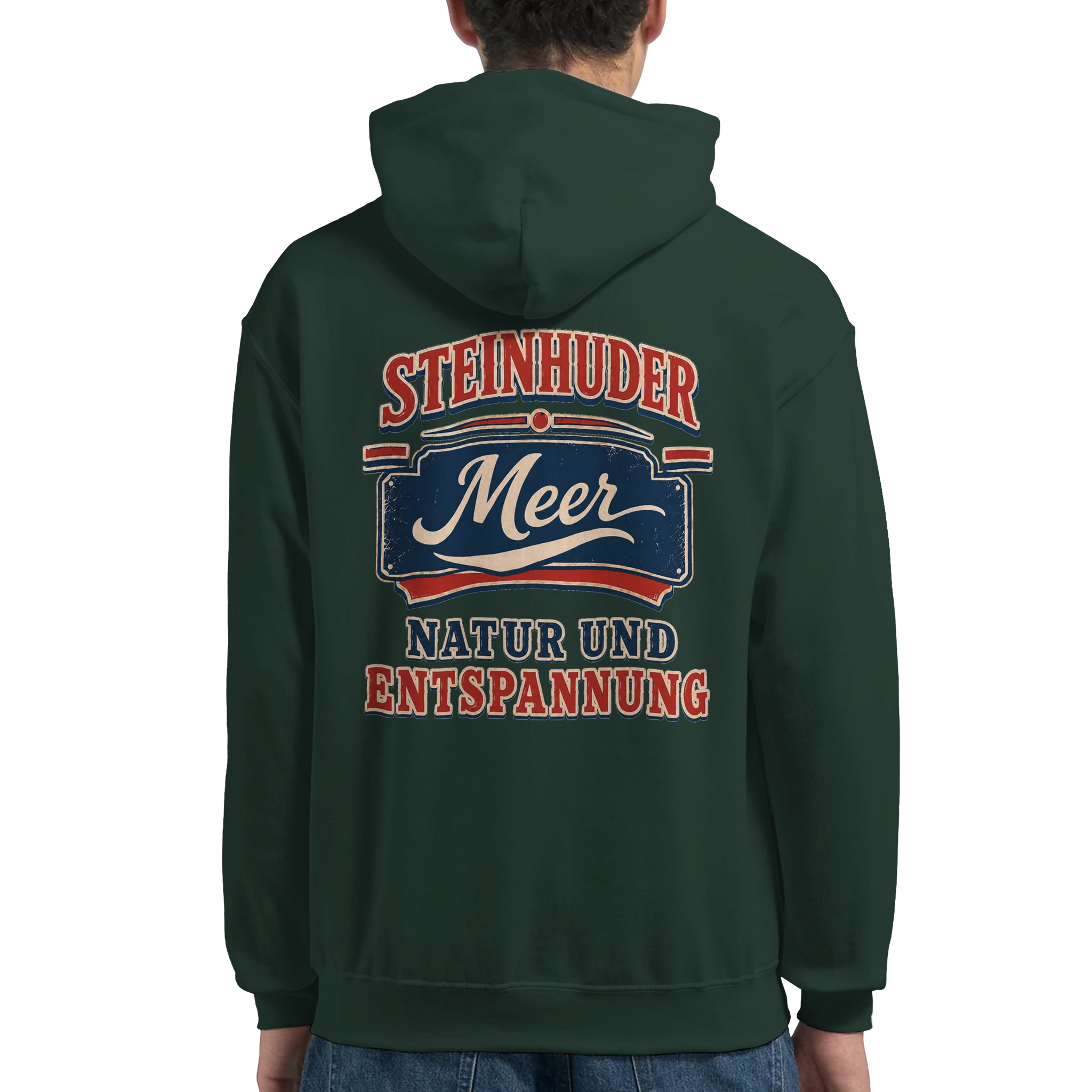 Hoodie in Weiß mit Motiv „Natur und Entspannung am Steinhuder Meer“