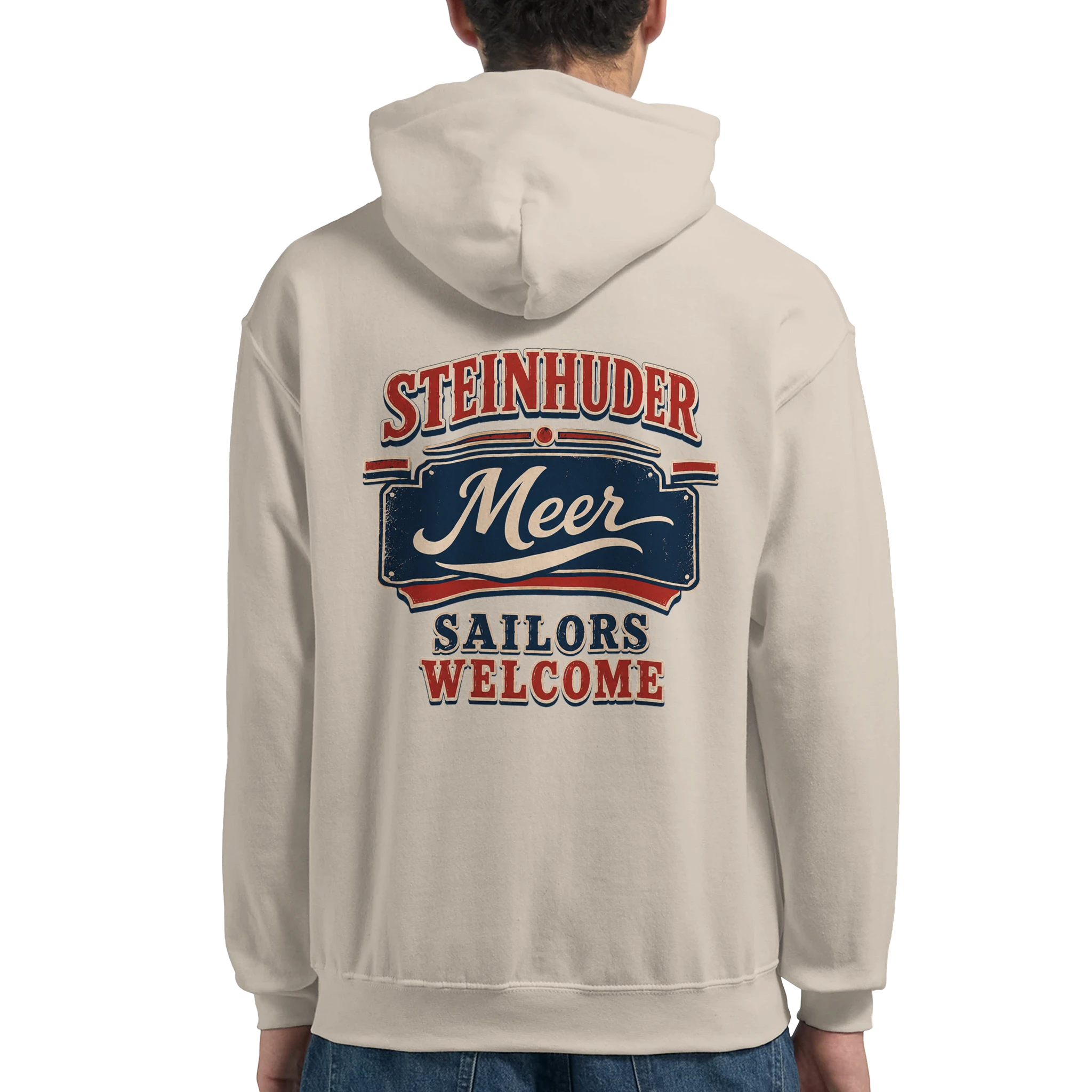 Hoodie in Weiß mit Motiv „Sailors Welcome“