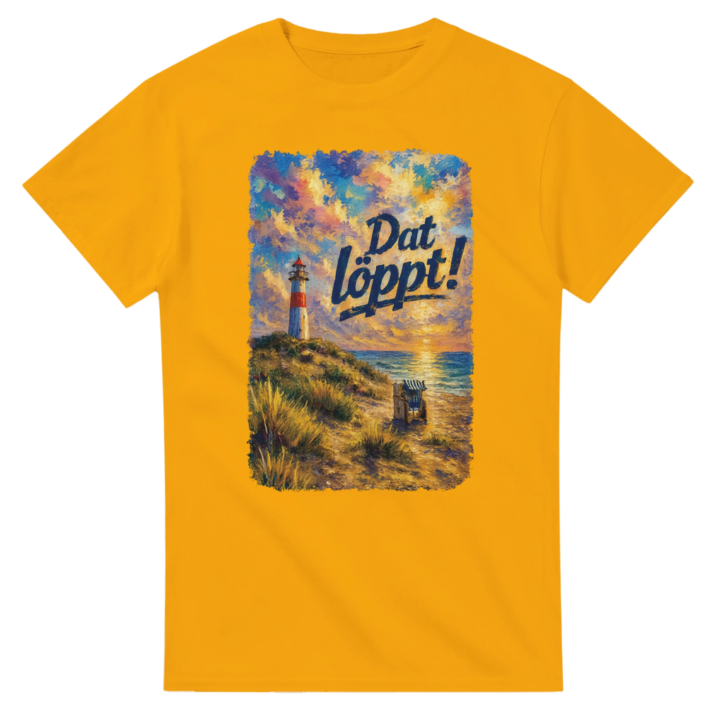 T-Shirt in Natur mit Motiv „Dat löppt! Typisch Norddeutsch“