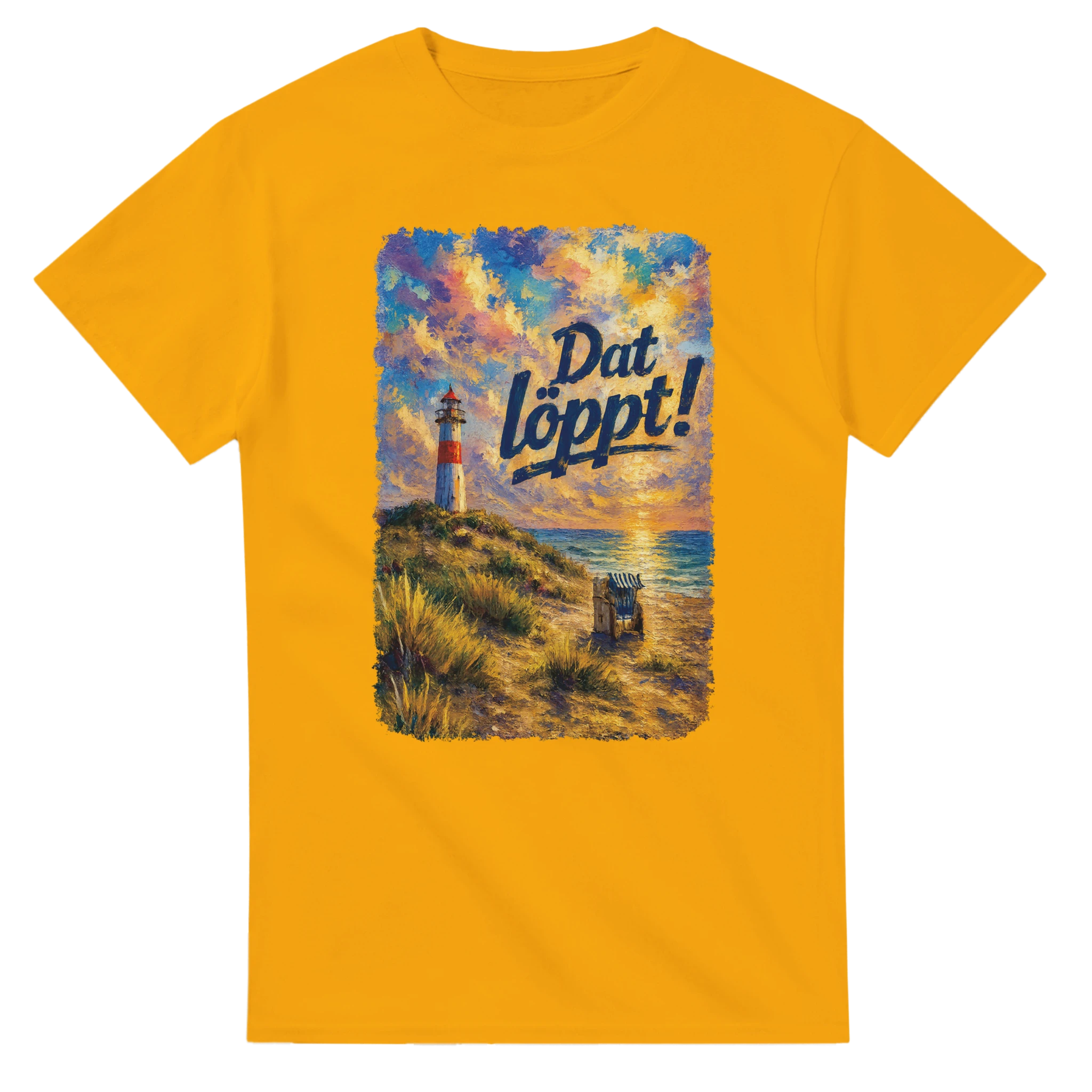 T-Shirt in Natur mit Motiv „Dat löppt! Typisch Norddeutsch“
