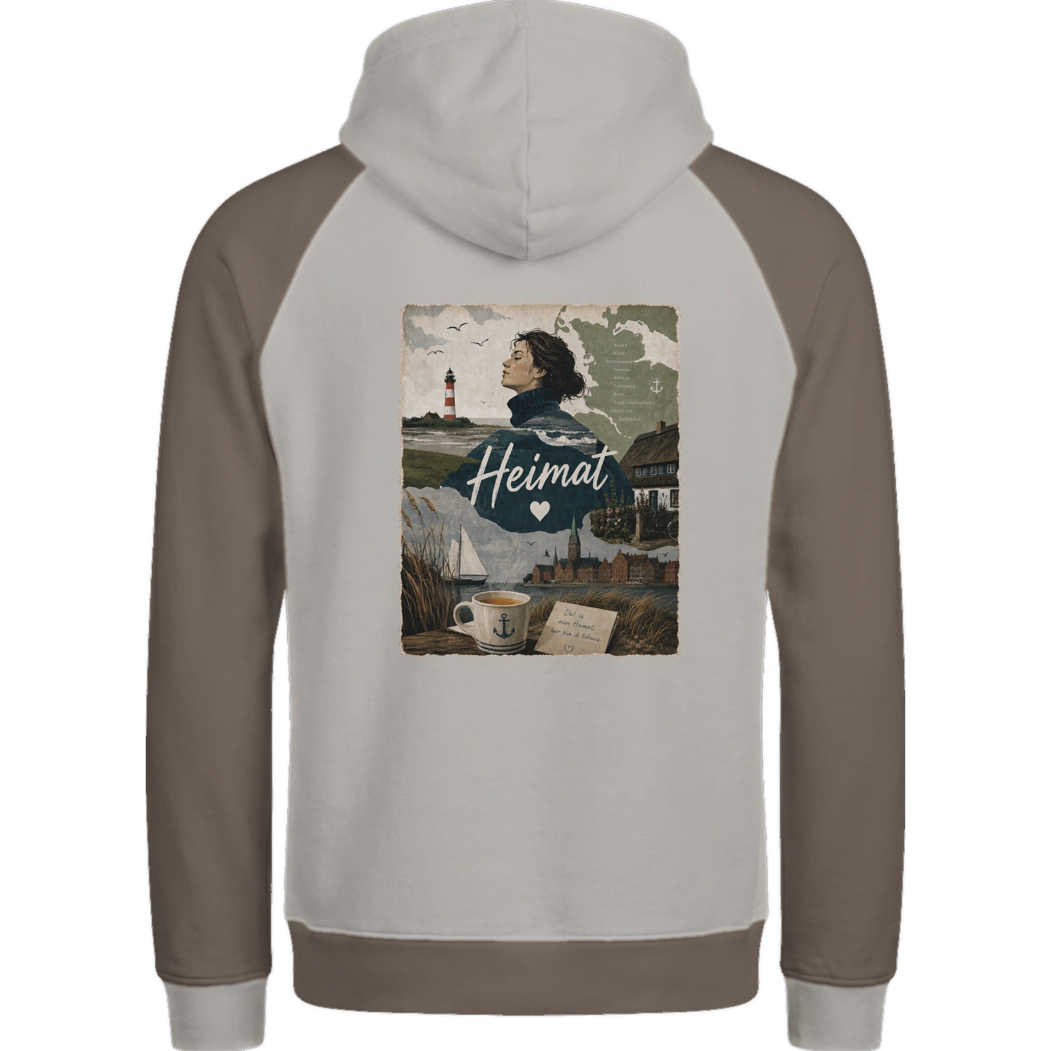 Hoodie in Ton mit Motiv „Heimat mit Herz“