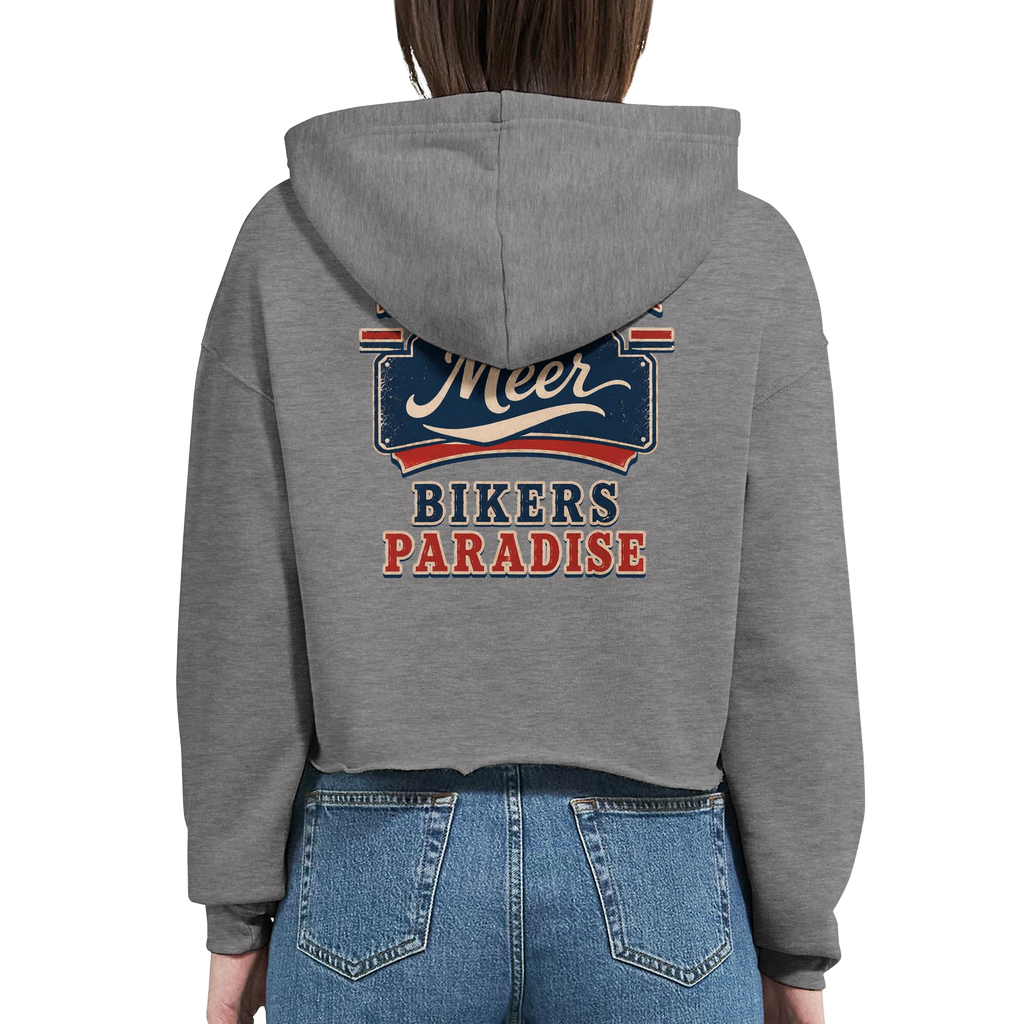 Damen-Hoodie in Weiß mit Motiv „Bikers Paradise“