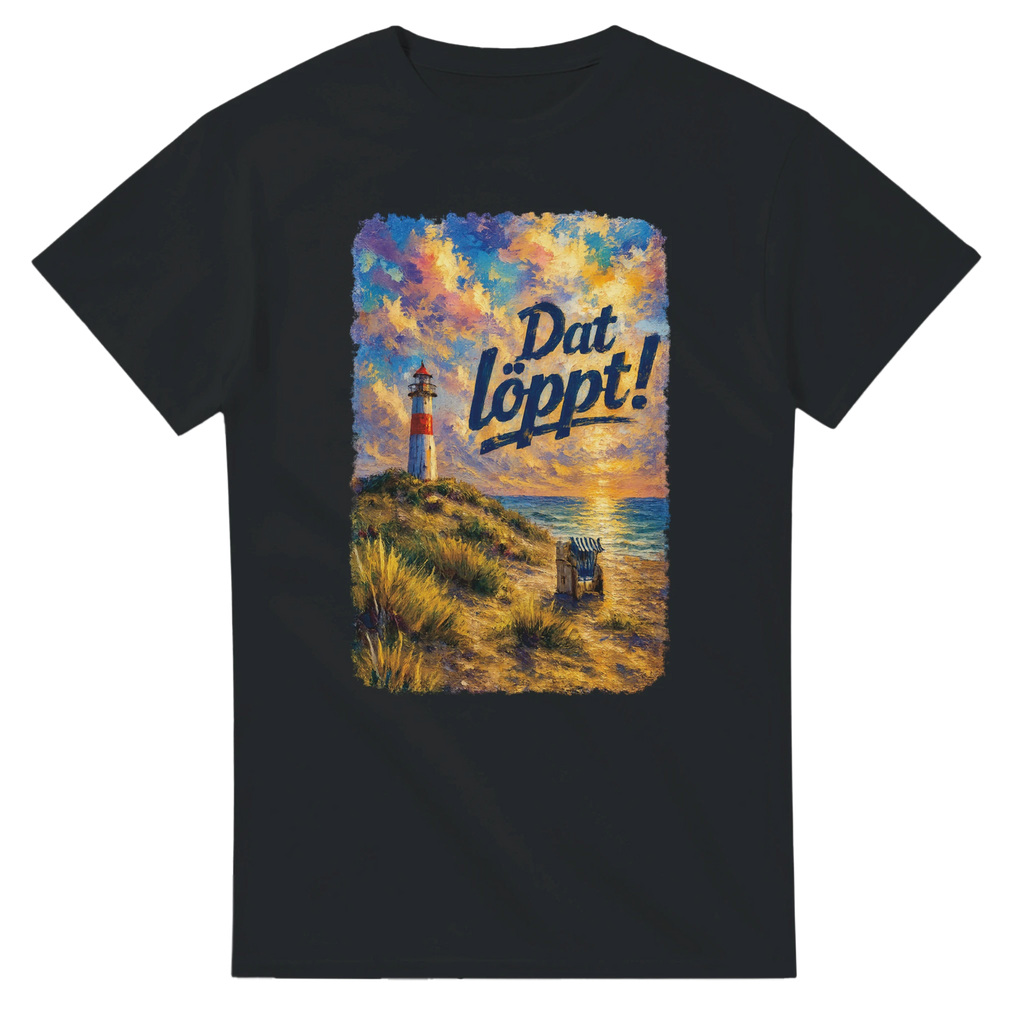 T-Shirt in Weiß mit Motiv „Dat löppt! Typisch Norddeutsch“