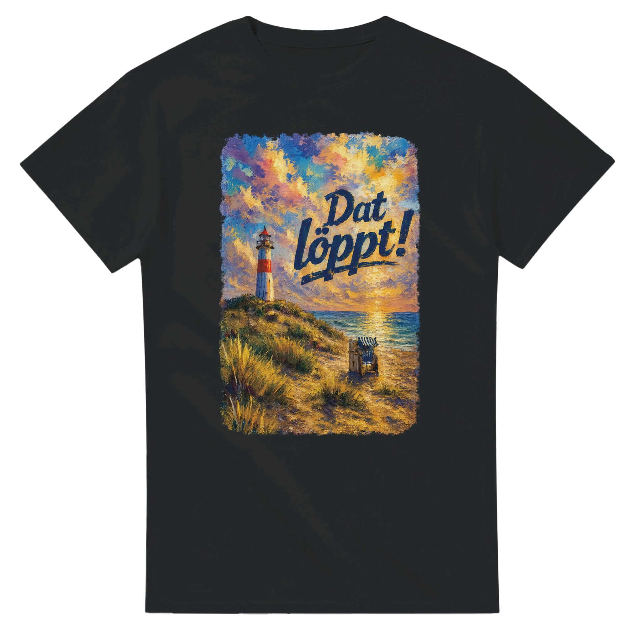 T-Shirt in Weiß mit Motiv „Dat löppt! Typisch Norddeutsch“