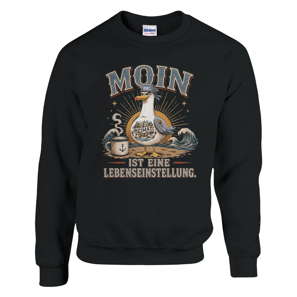Pullover in Hellrosa mit Motiv „Moin ist eine Lebenseinstellung Möwe“