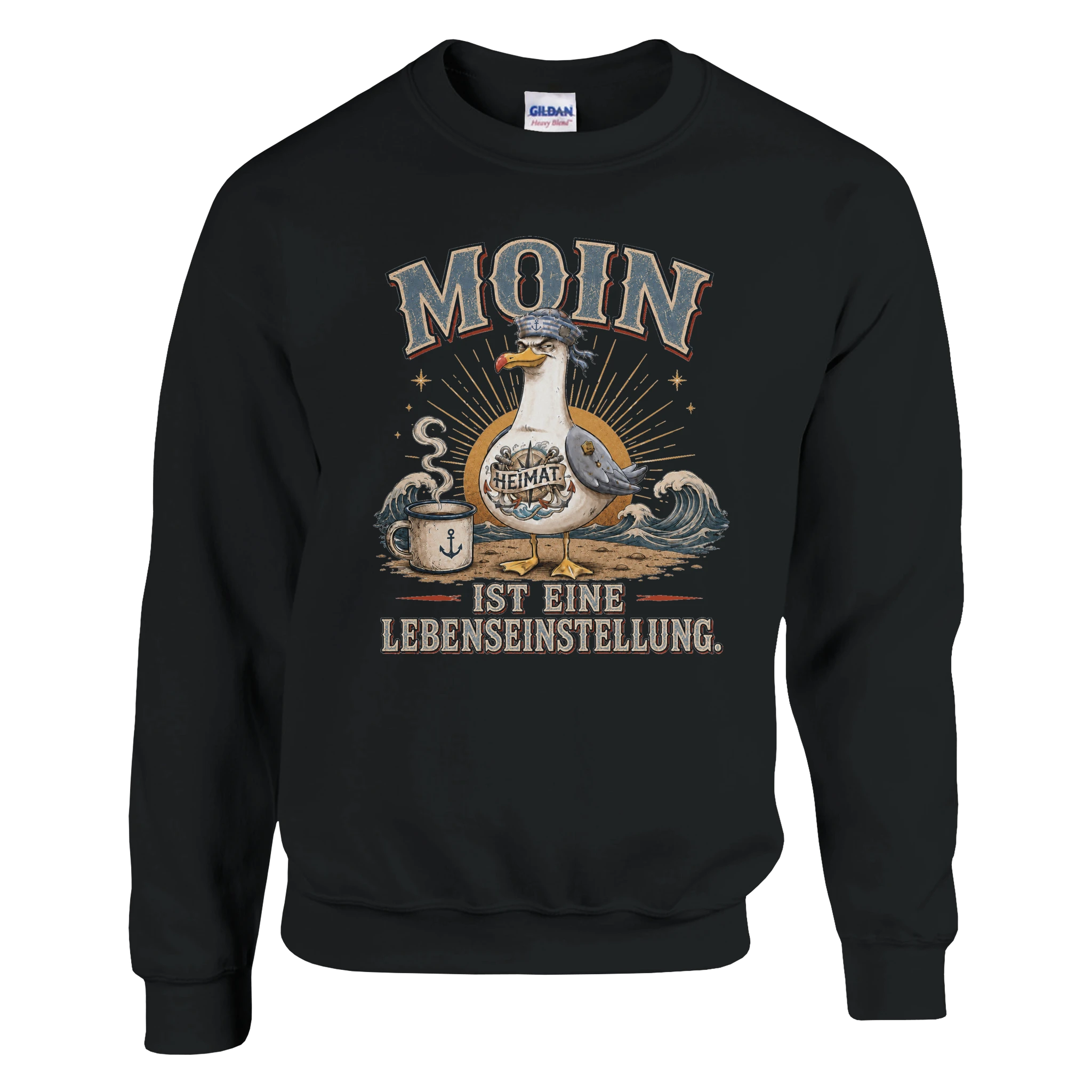 Pullover in Hellrosa mit Motiv „Moin ist eine Lebenseinstellung Möwe“
