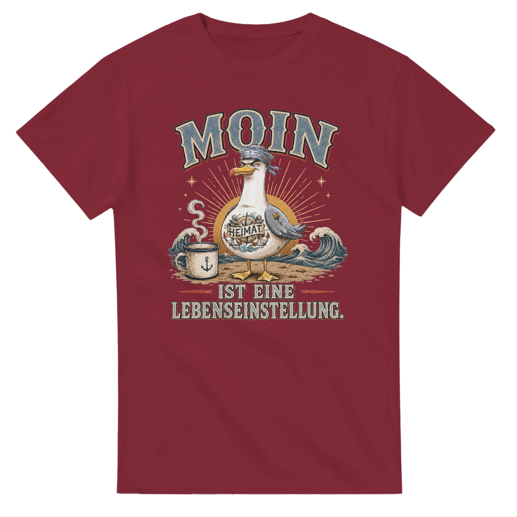 T-Shirt in Weiß mit Motiv „Moin ist eine Lebenseinstellung“