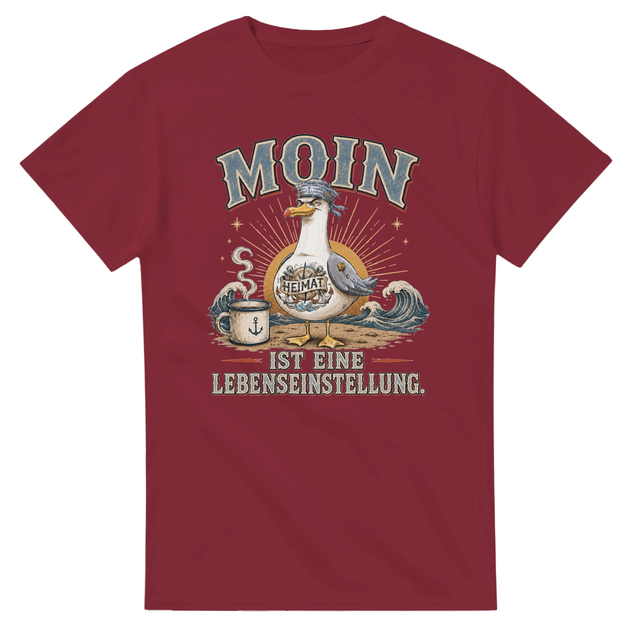 T-Shirt in Weiß mit Motiv „Moin ist eine Lebenseinstellung“