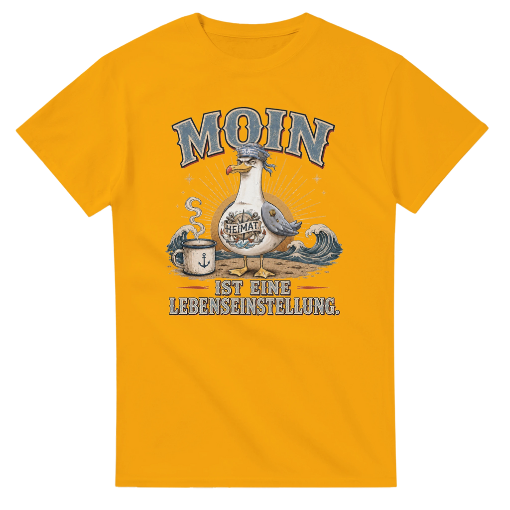 T-Shirt in Weiß mit Motiv „Moin ist eine Lebenseinstellung“