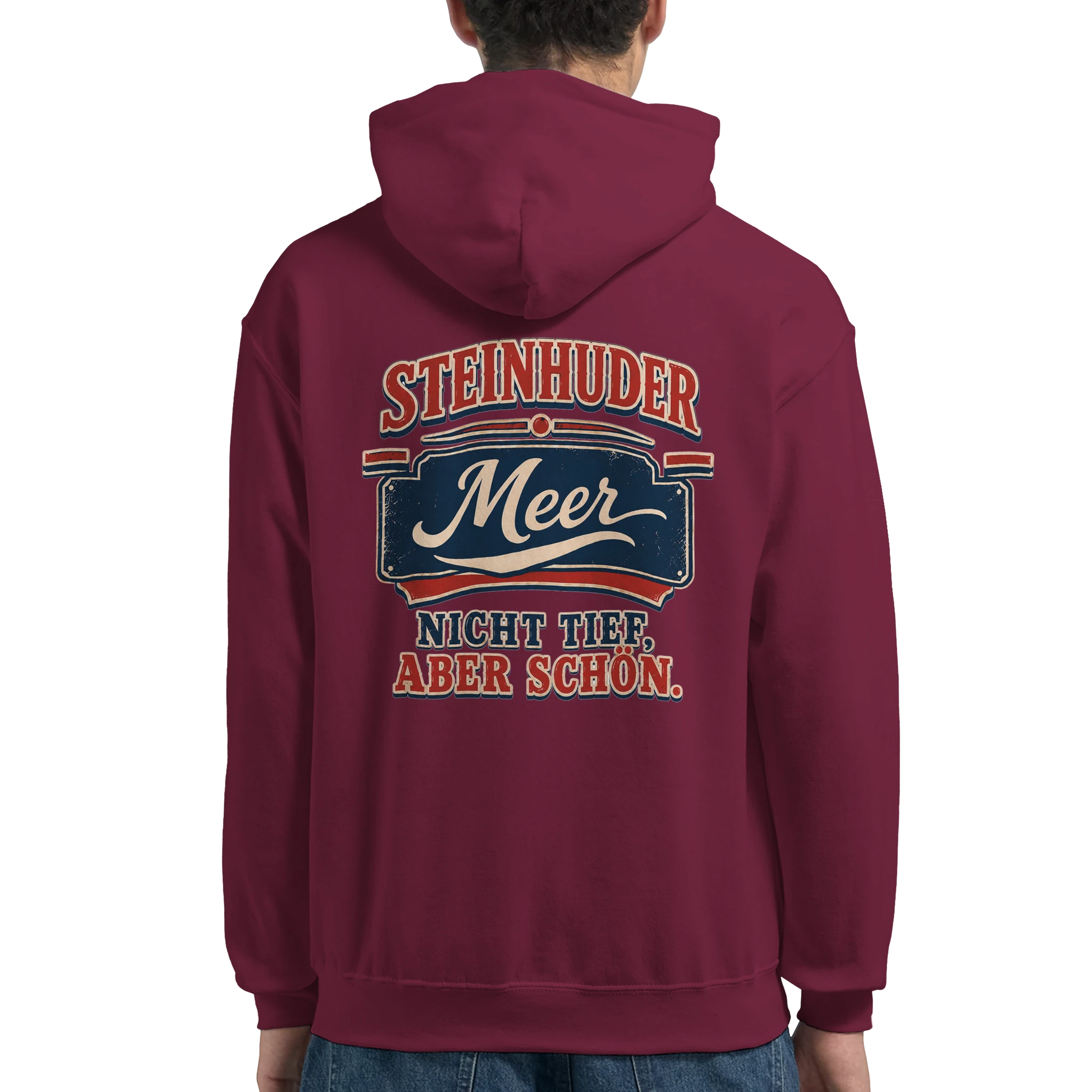 Hoodie in Aschgrau mit Motiv „Nicht tief, aber schön – HeimatLiebe“