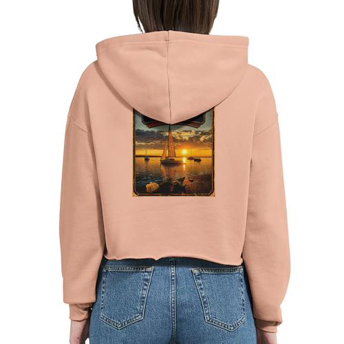 Damen-Hoodie in Weiß mit Motiv „White Night am Wilhelmstein mit Sonnenuntergang“