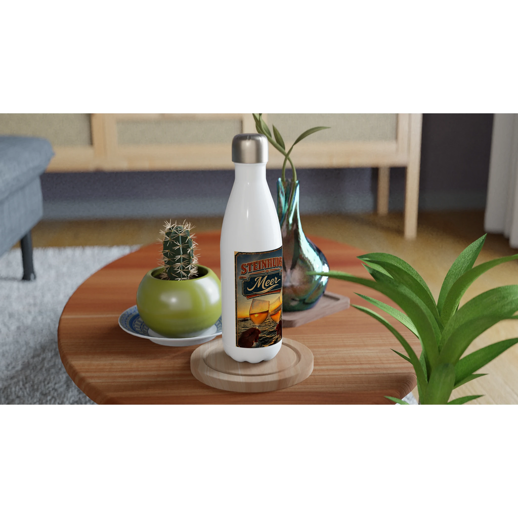 Weiße Edelstahl-Wasserflasche, 500 ml