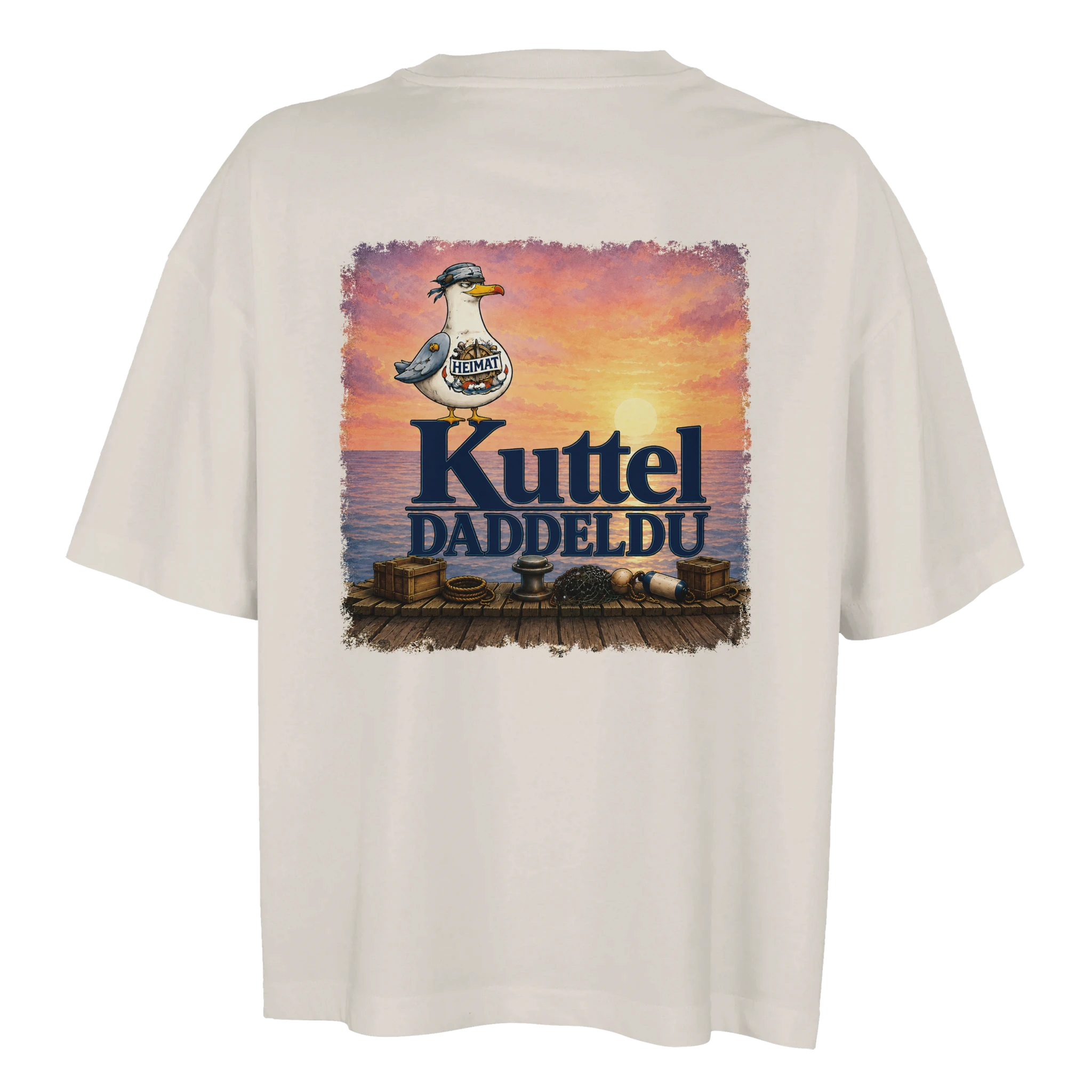 Damen-T-Shirt in Hellgelb mit Motiv „Kuttel Daddeldu“
