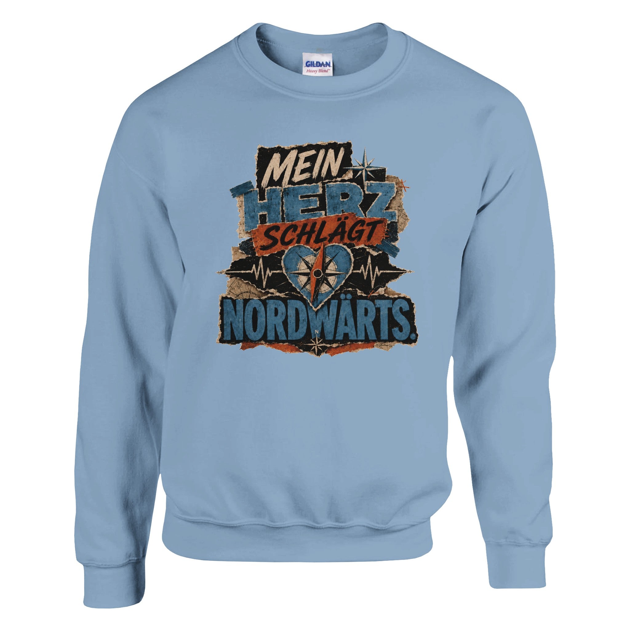 Pullover in Weiß mit Motiv „Mein Herz schlägt NORDWÄRTS.“