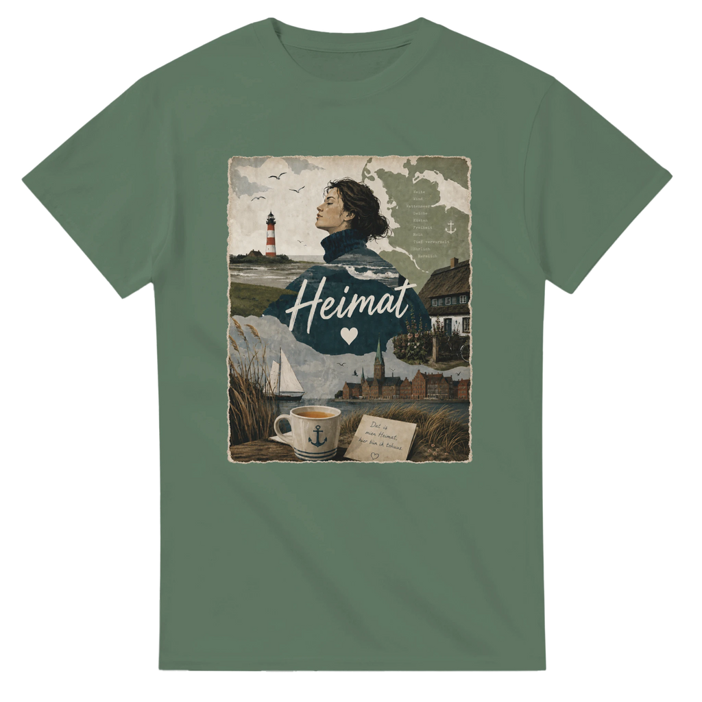 T-Shirt in Weiß mit Motiv „Heimat mit Herz“