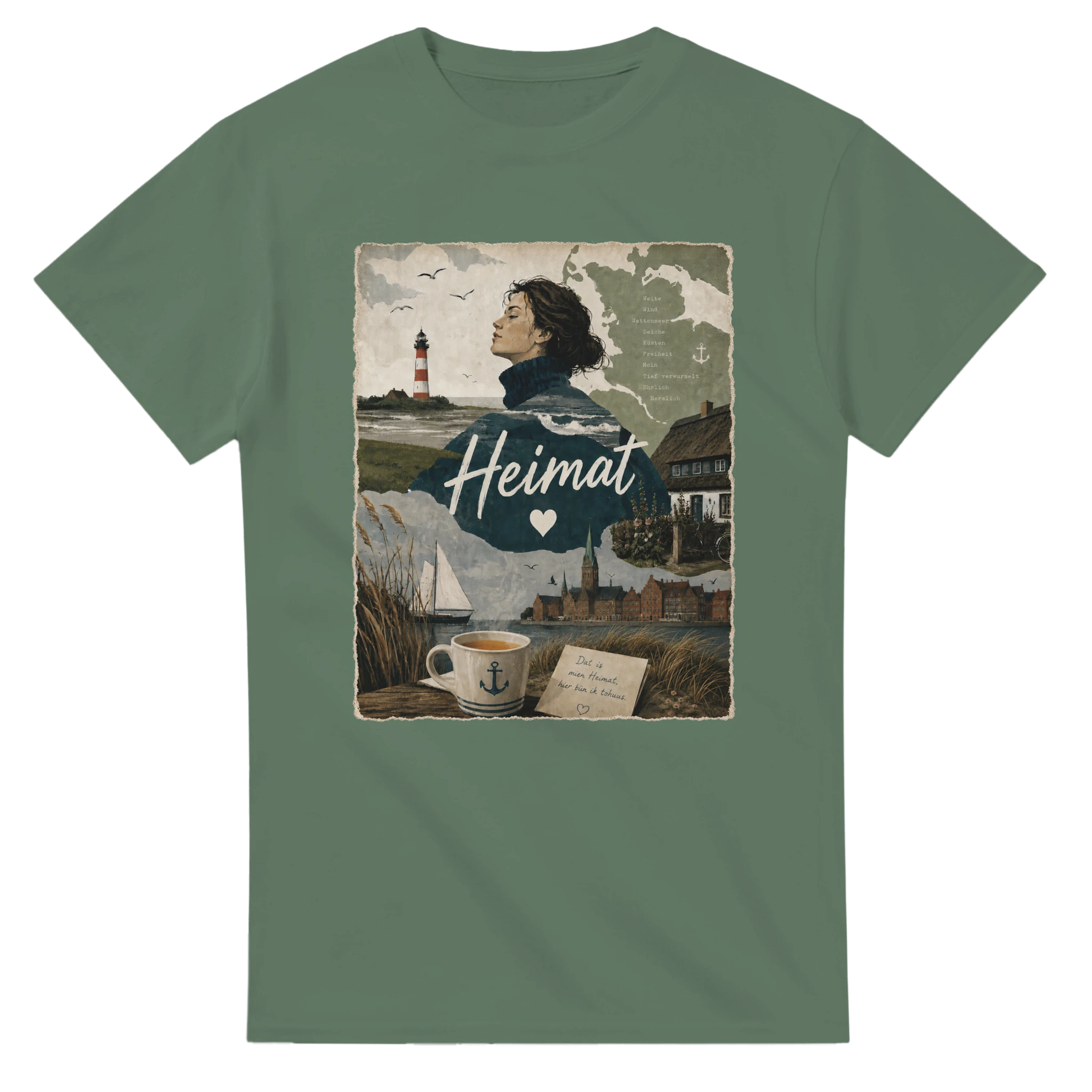 T-Shirt in Weiß mit Motiv „Heimat mit Herz“