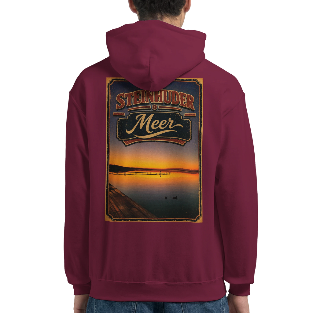 Hoodie in Aschgrau mit Motiv „Steg an der Planke“