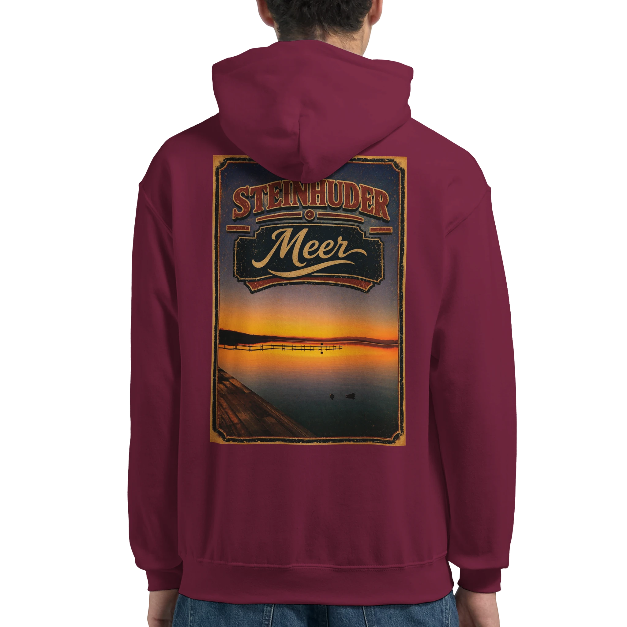 Hoodie in Aschgrau mit Motiv „Steg an der Planke“