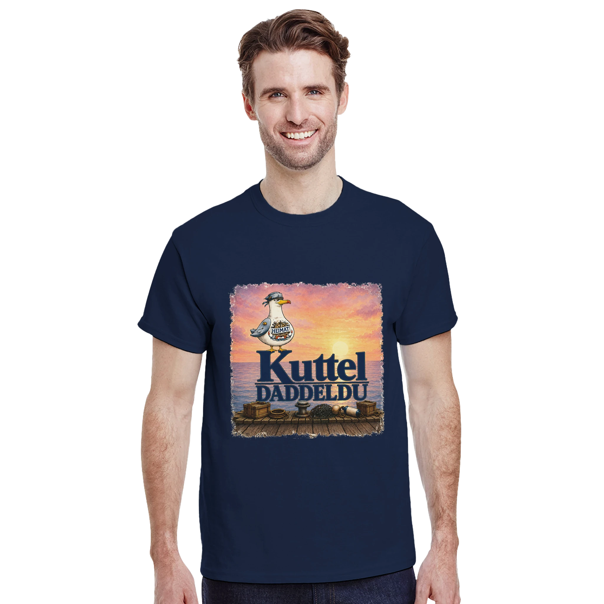 T-Shirt in Natur mit Motiv „Kuttel Daddeldu“