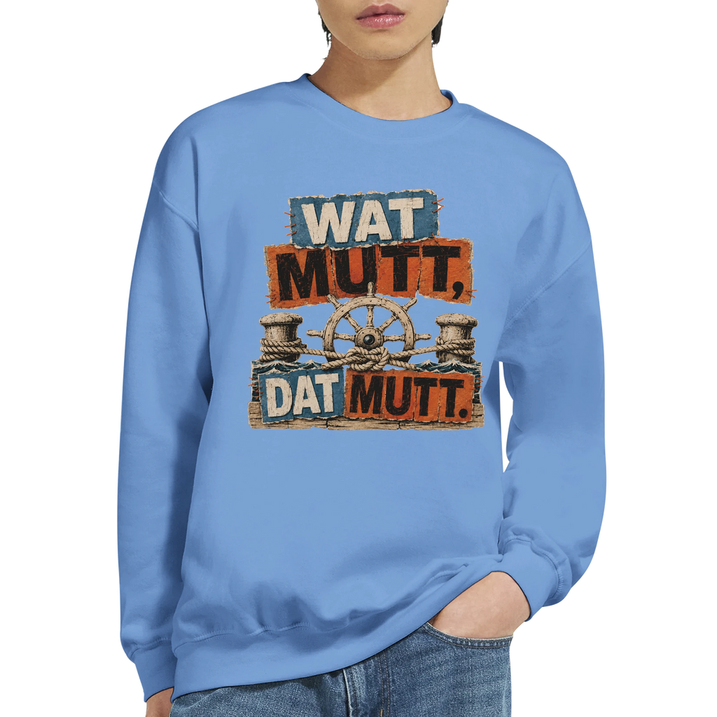 Pullover in Sand mit Motiv „Wat Mutt, Dat Mutt.“