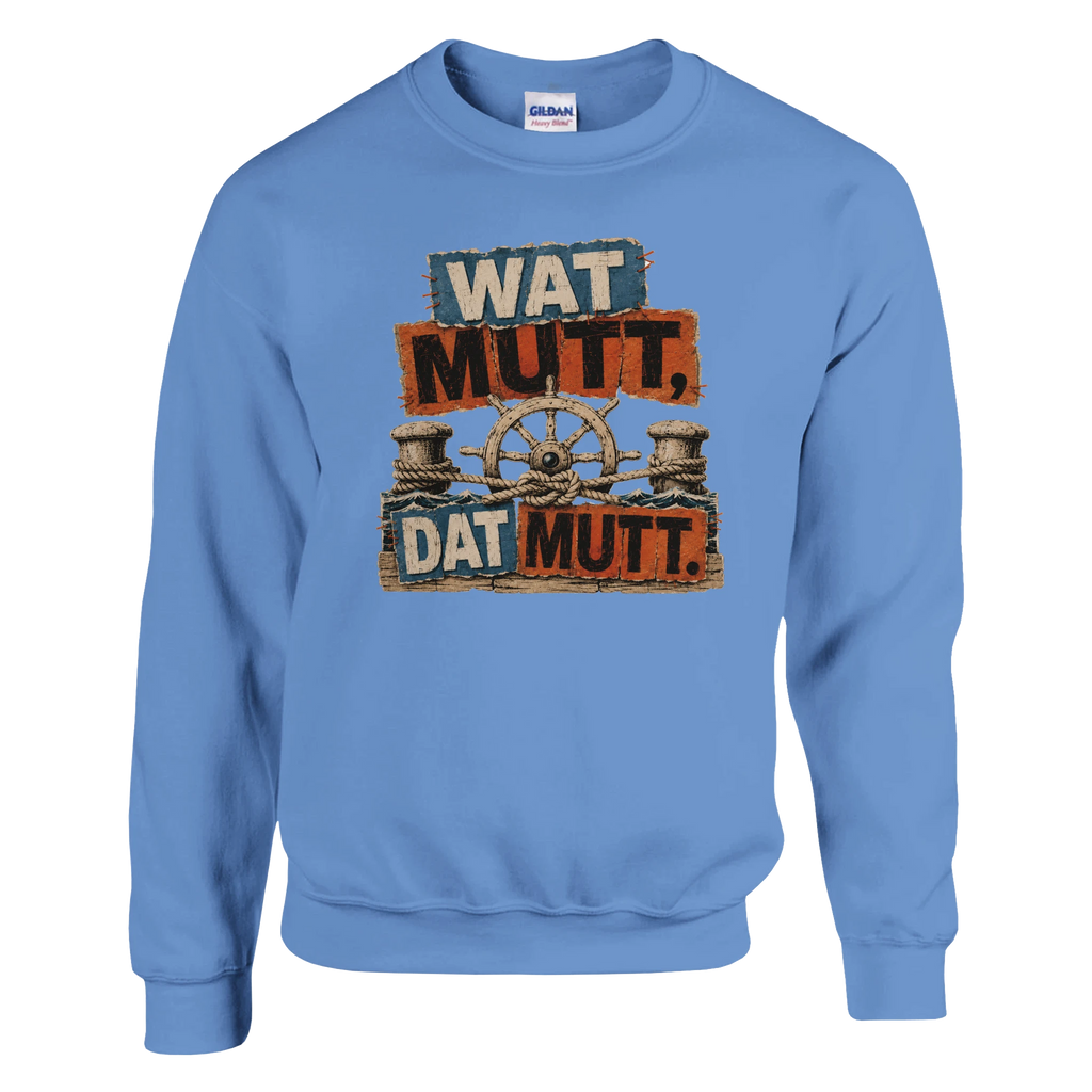 Pullover in Weiß mit Motiv „Wat Mutt, Dat Mutt.“