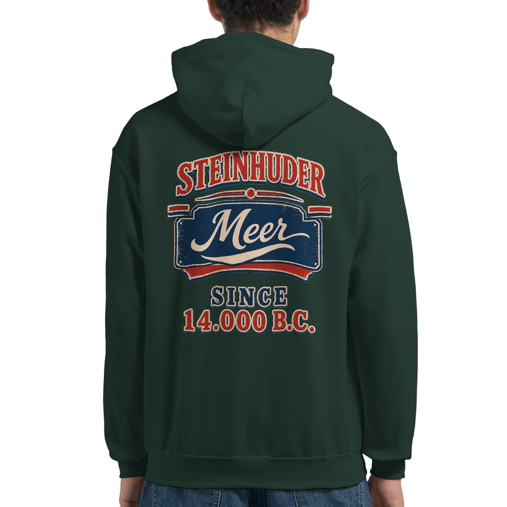 Hoodie in Aschgrau mit Motiv „Since 14.000 B.C.“
