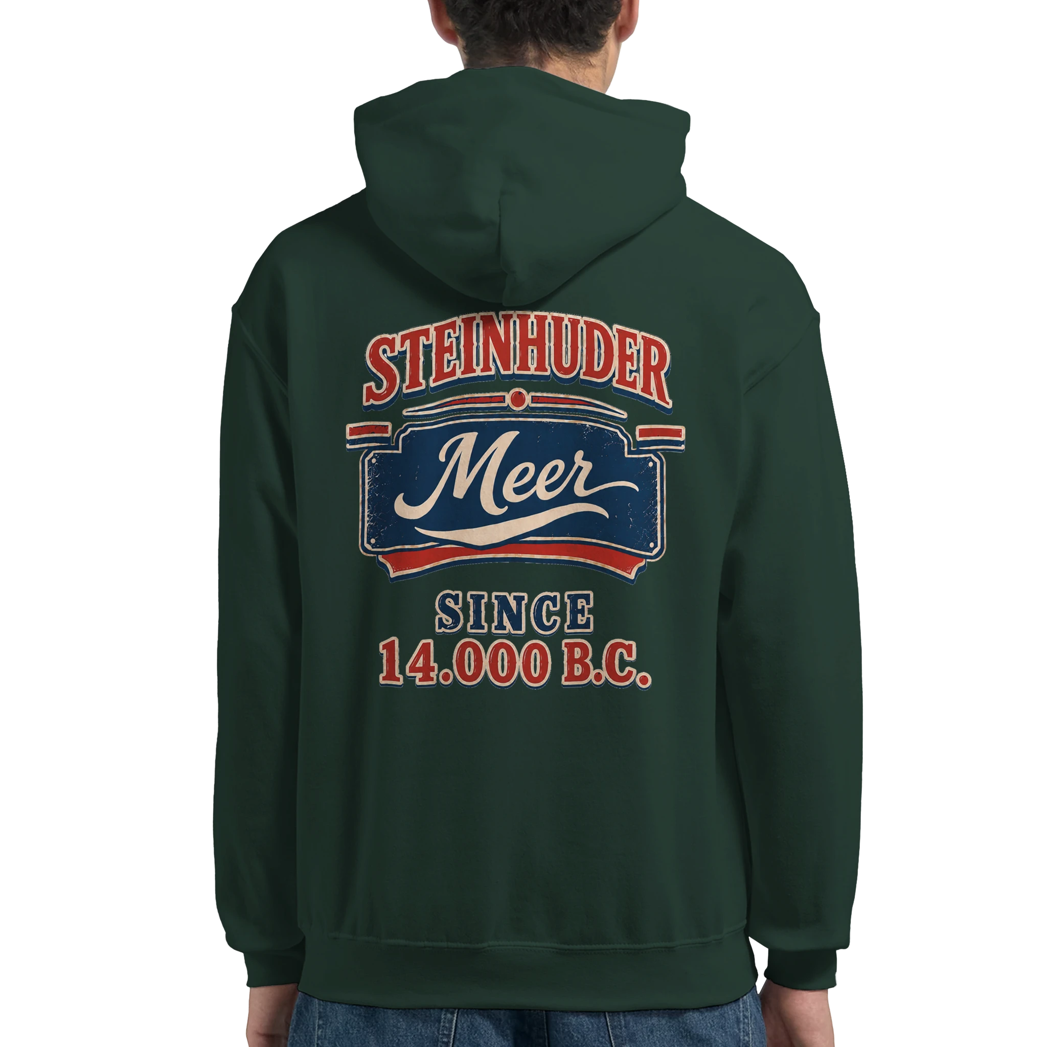Hoodie in Aschgrau mit Motiv „Since 14.000 B.C.“