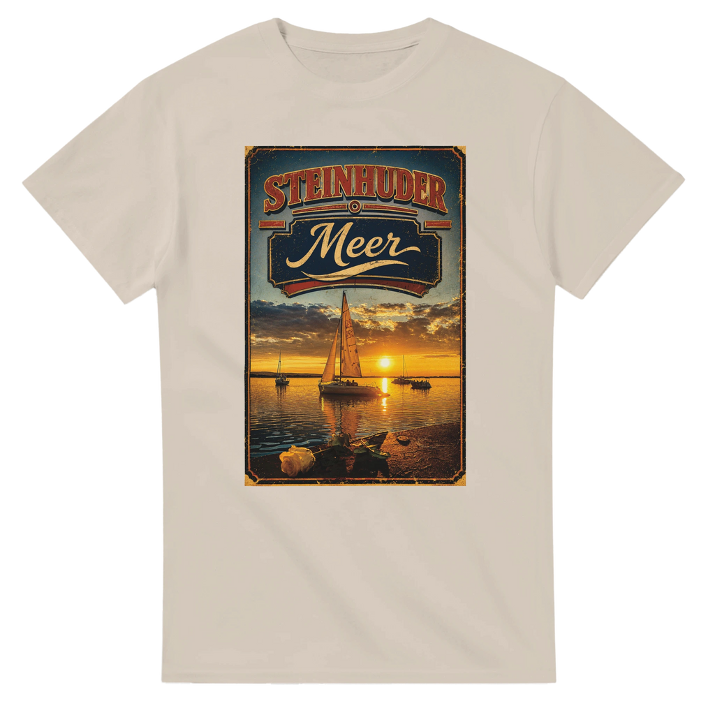 T-Shirt in Weiß mit Motiv „White Night am Wilhelmstein mit Sonnenuntergang“