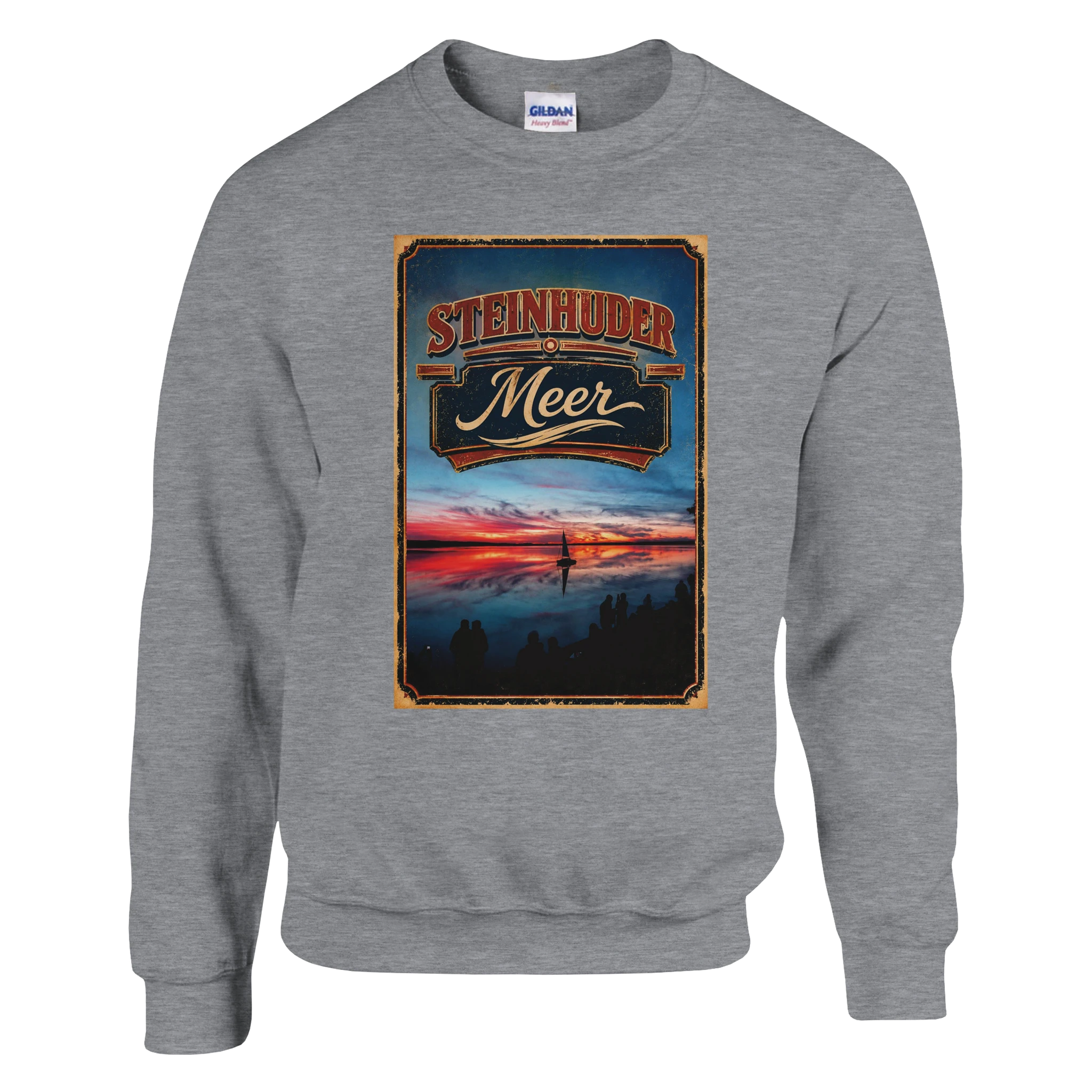 Pullover in Weiß mit Motiv „Sunset und Segler am Wilhelmstein – Steinhuder Meer“